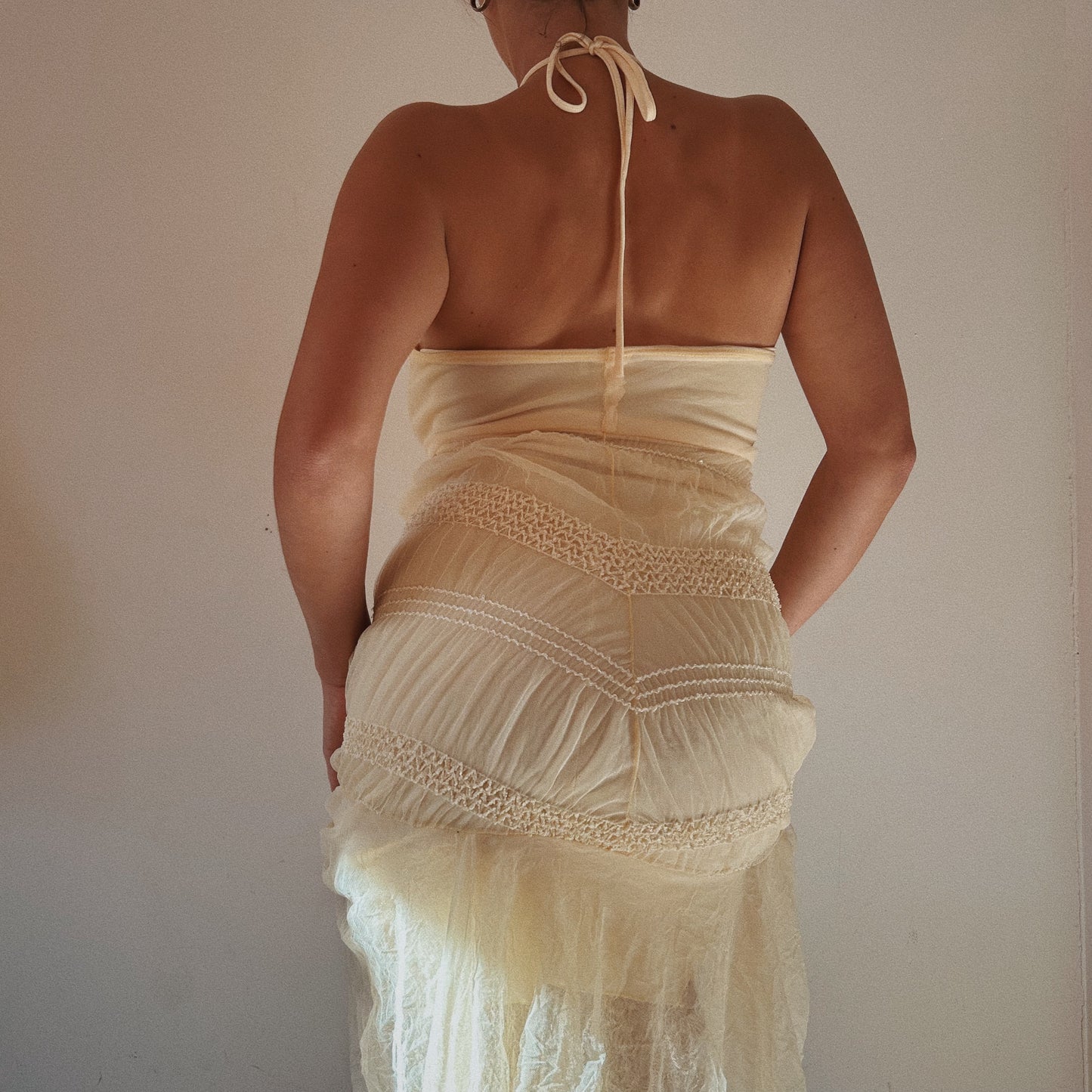 Ruched Yellow Flowy Fairy Dress