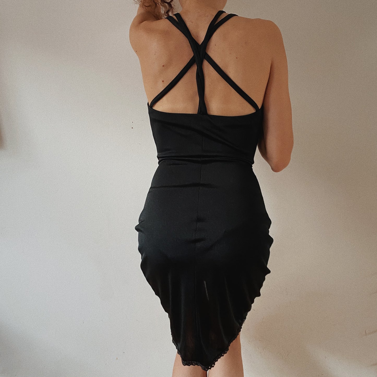 Gorgeous 90s Vintage Mini Ruched Evening Dress