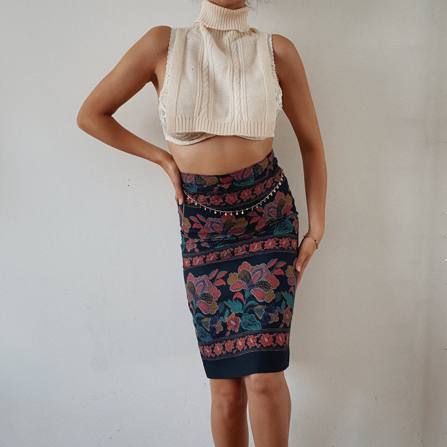 Floral Fall Midi Skirt