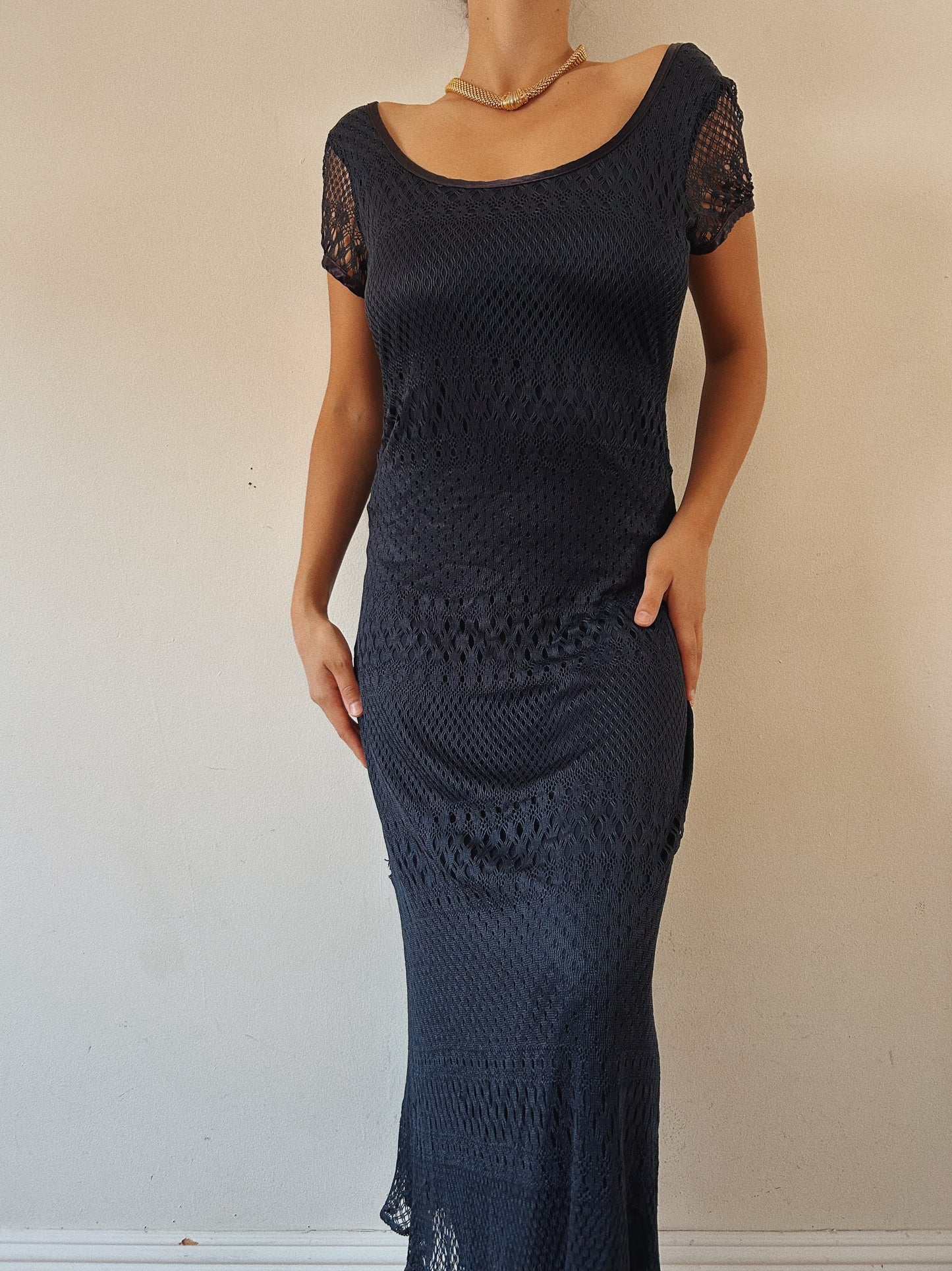 Romantic Navy Crochet Dress