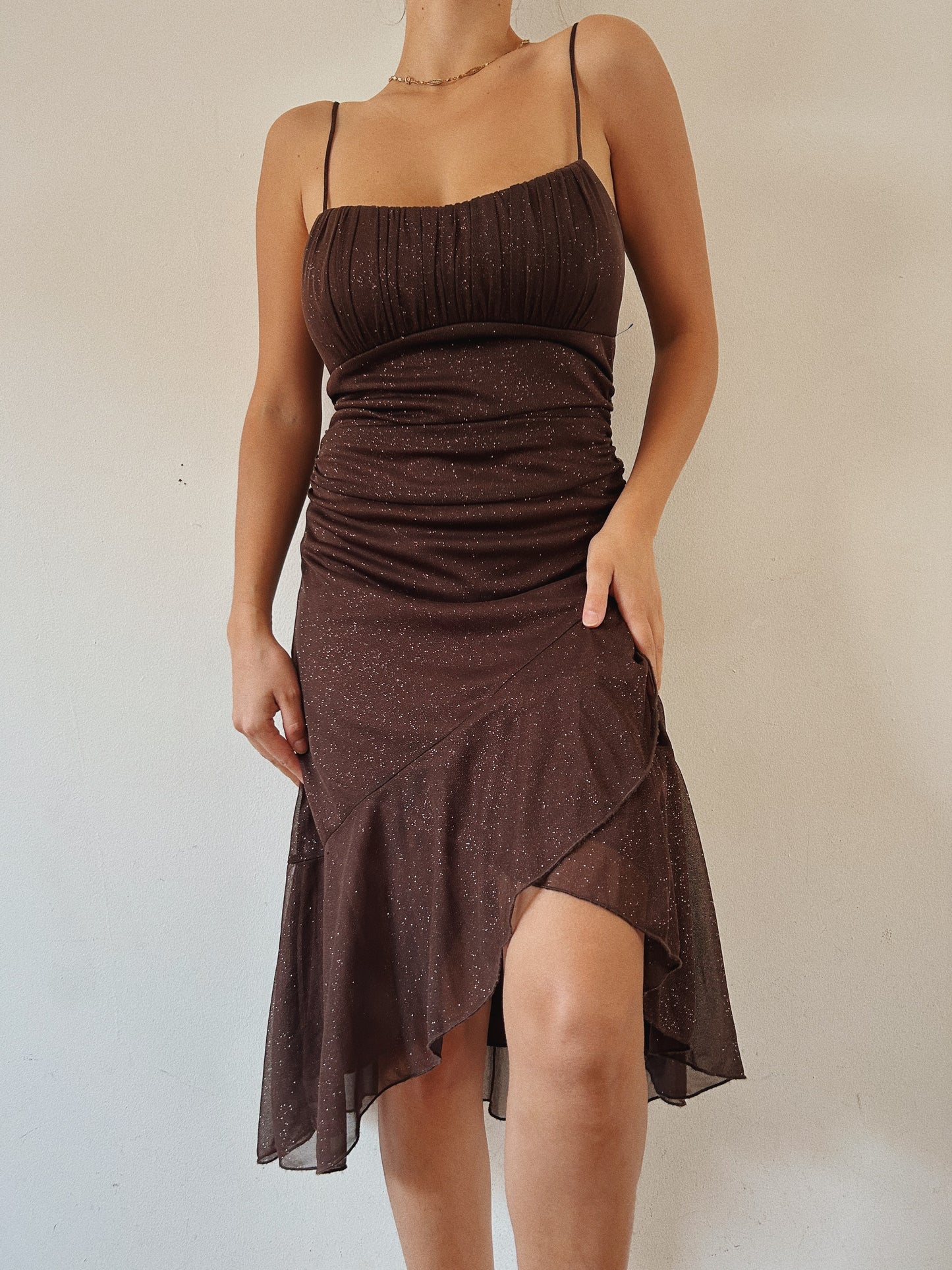 Vintage Brown Shimmery Layered Fairy Dress
