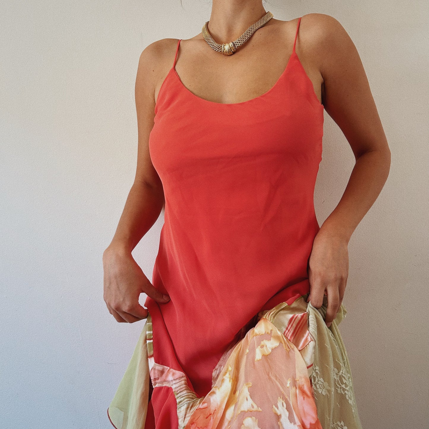 Coral Ruffled Fairy Textured Dress