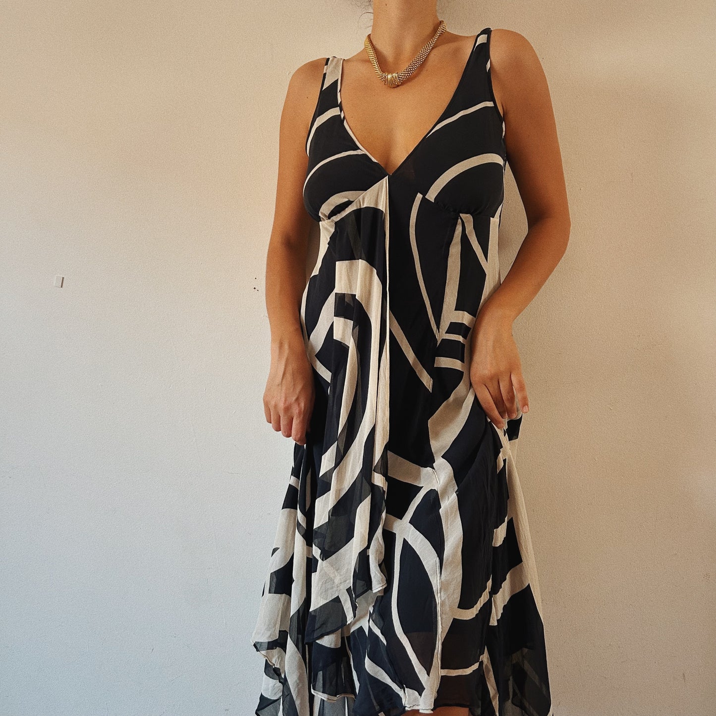 Silk Flowy Asymmetrical Dress