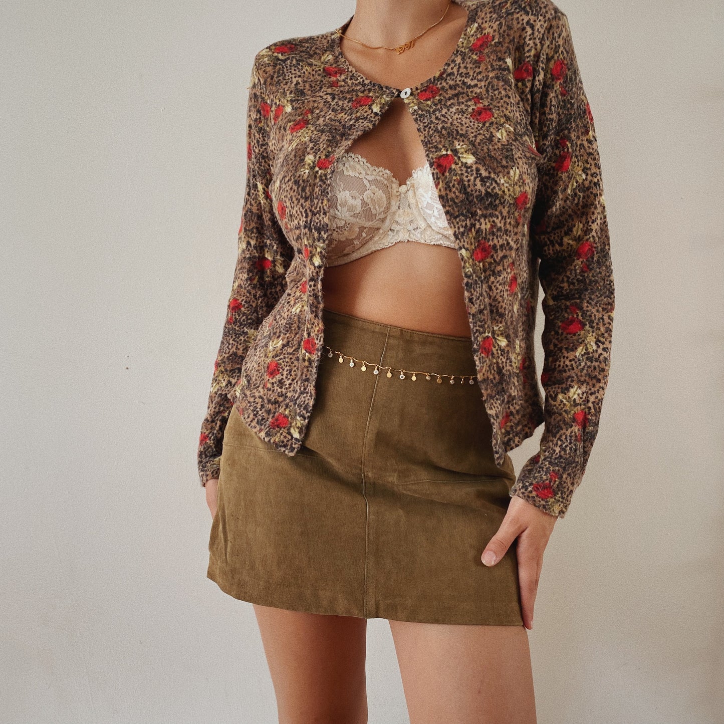 Vintage Mini Leather Green Skirt