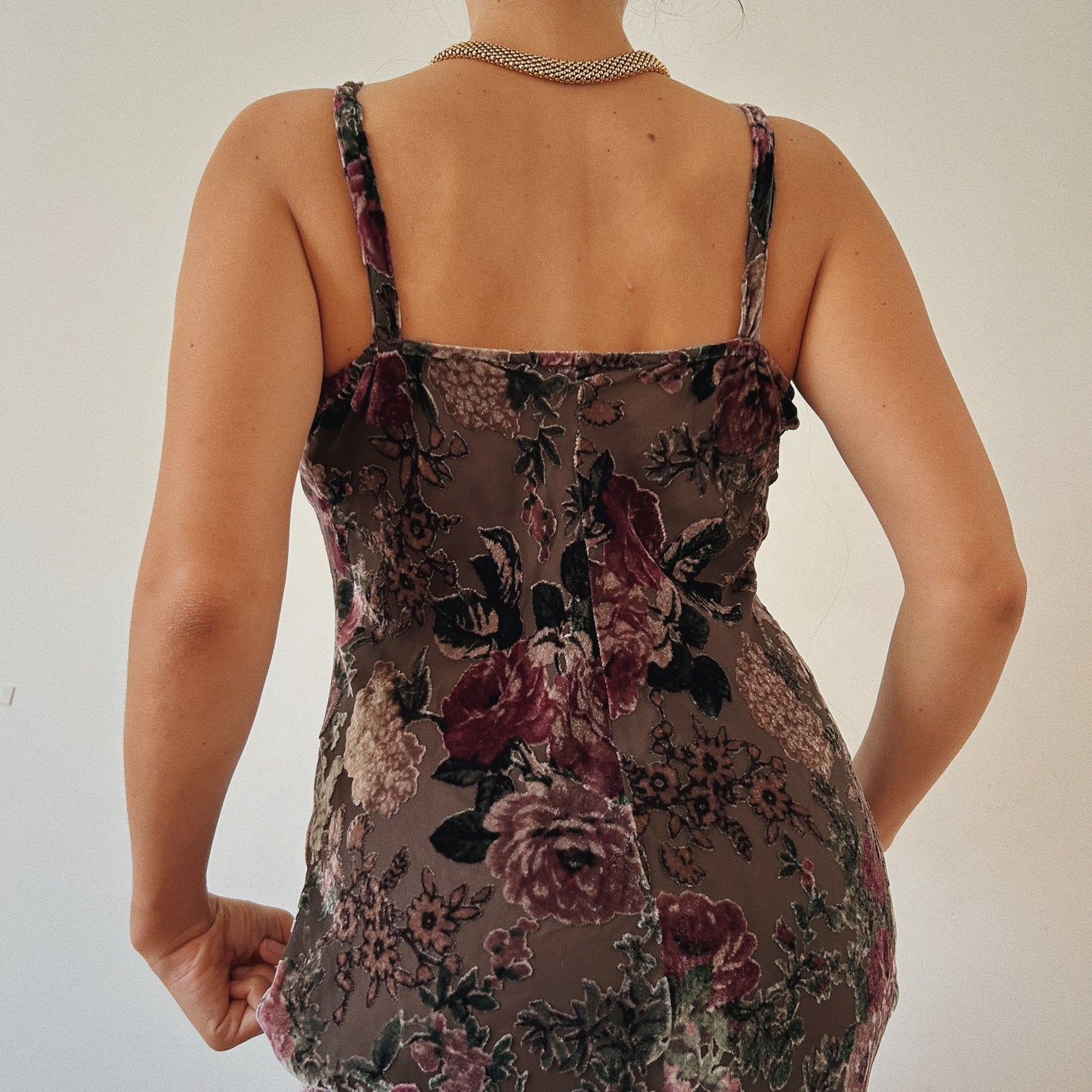 Velvet Floral Ruffled Dress