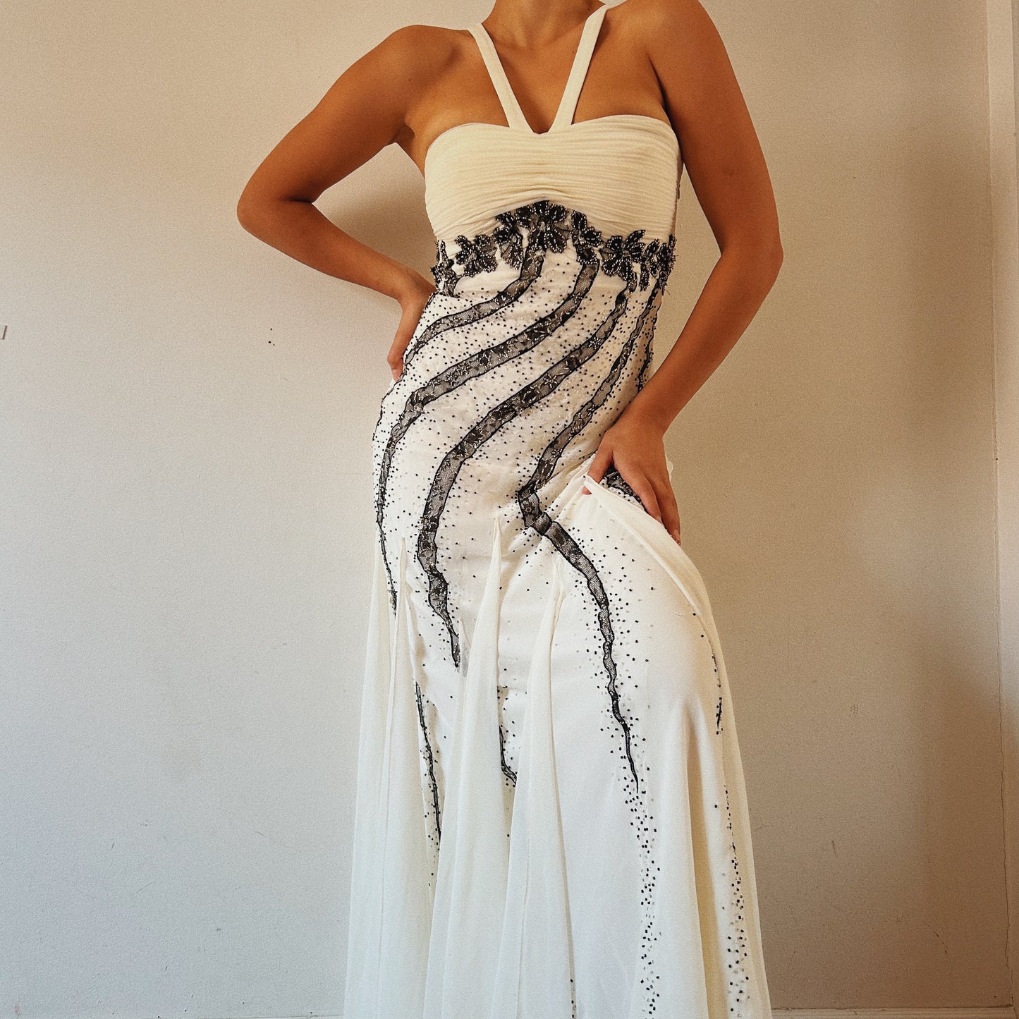 Stunning White Embellished Beaded Gown