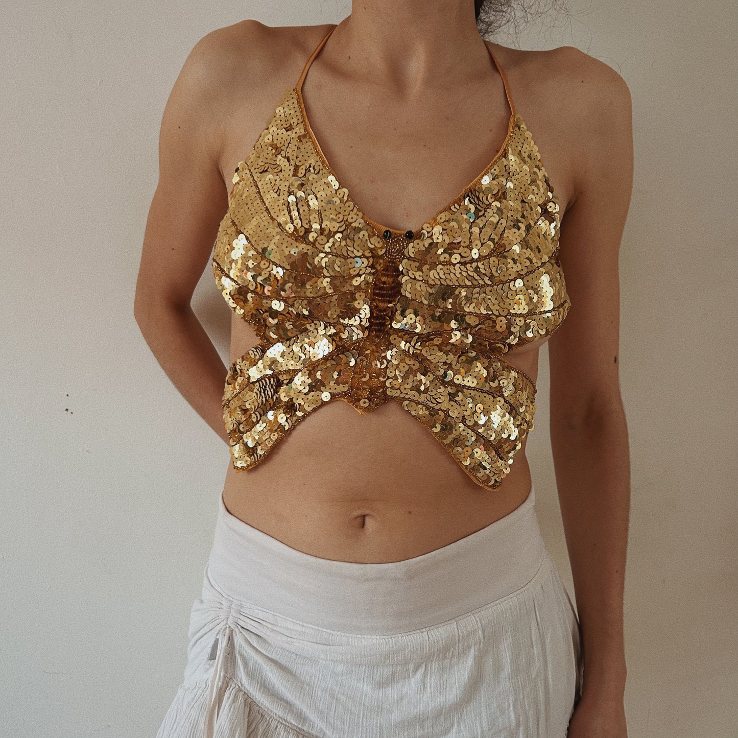 Golden Sequins Butterfly Top