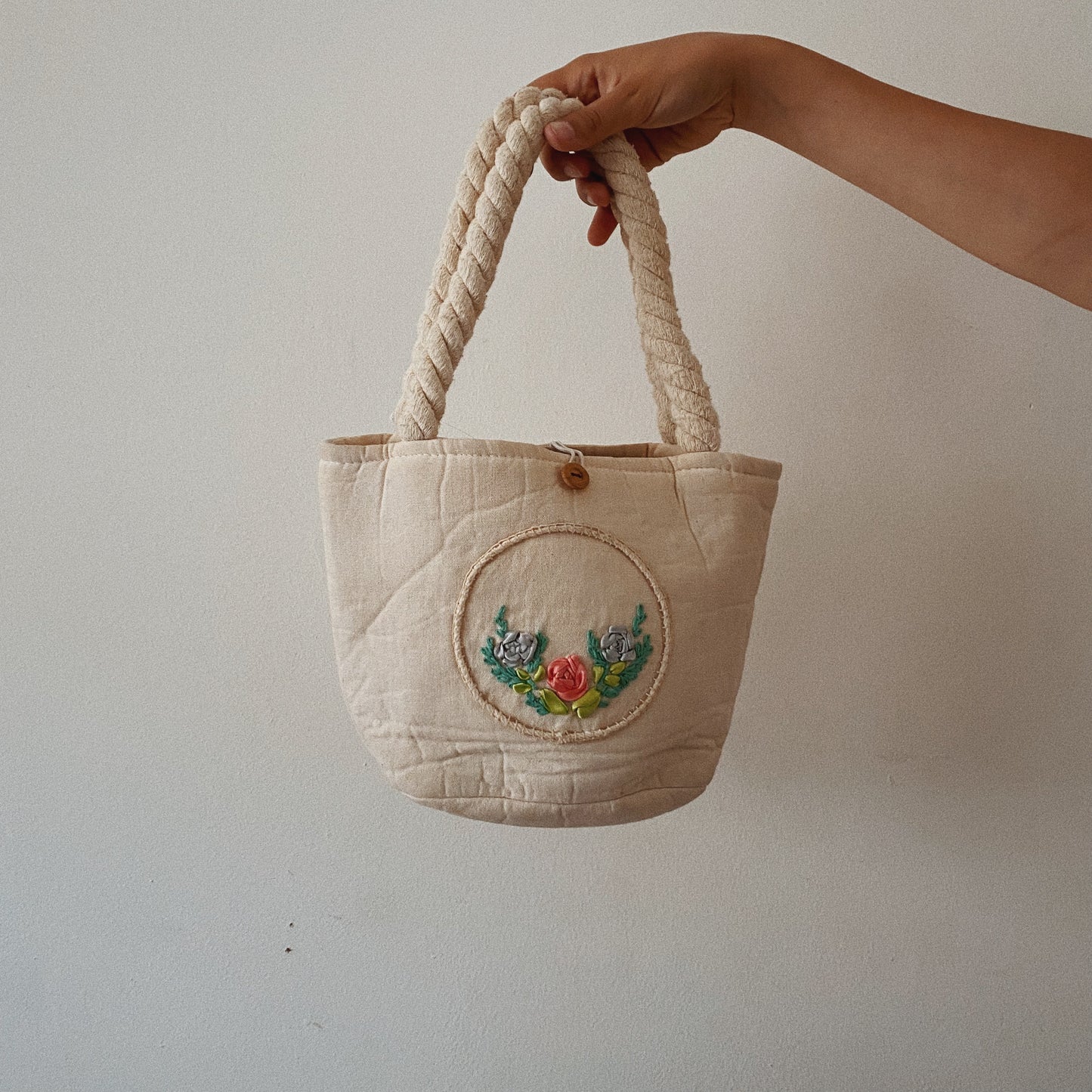 Vintage Embroidered Cream Mini Bag