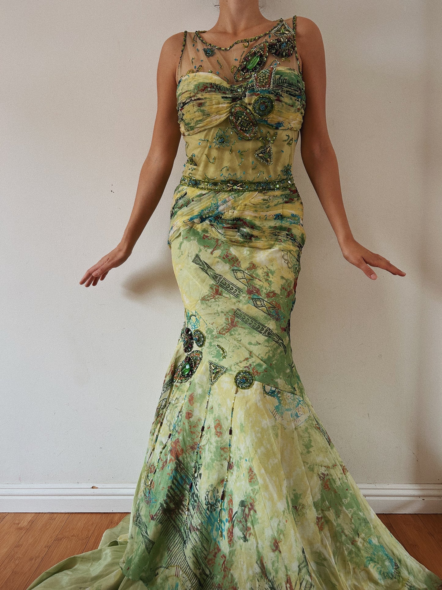 Incredible Beaded Green Gown