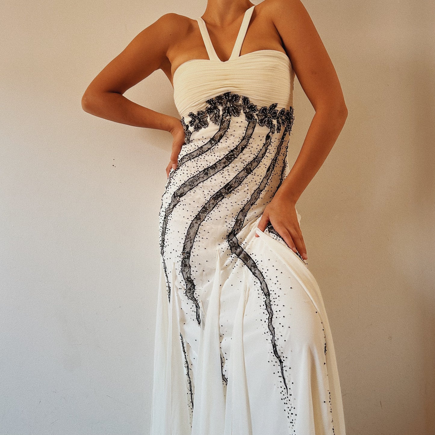 Stunning White Embellished Beaded Gown