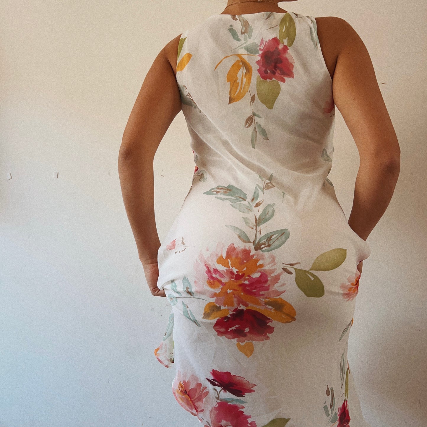 Cowl Neck Midi Floral Summer Dress