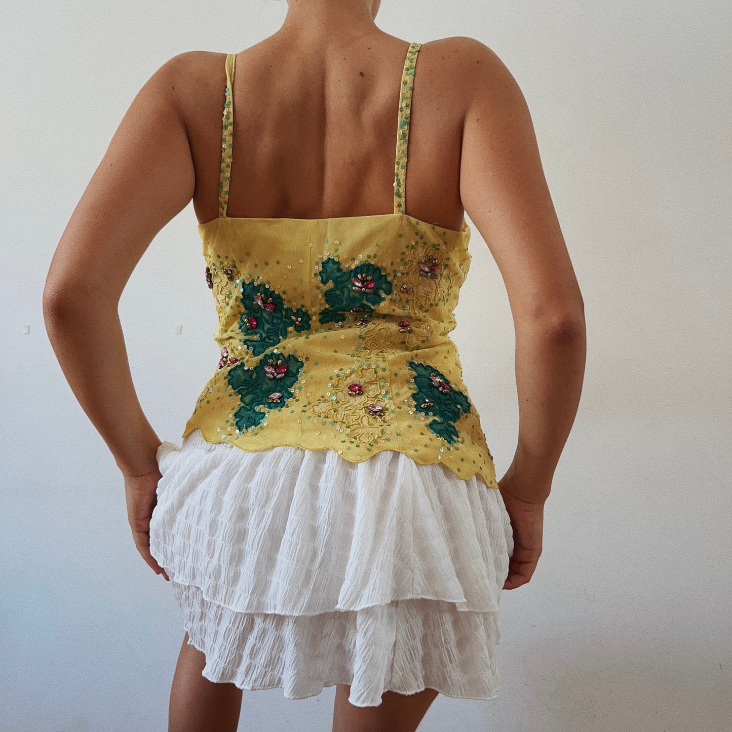 Embellished Sequins Yellow Top