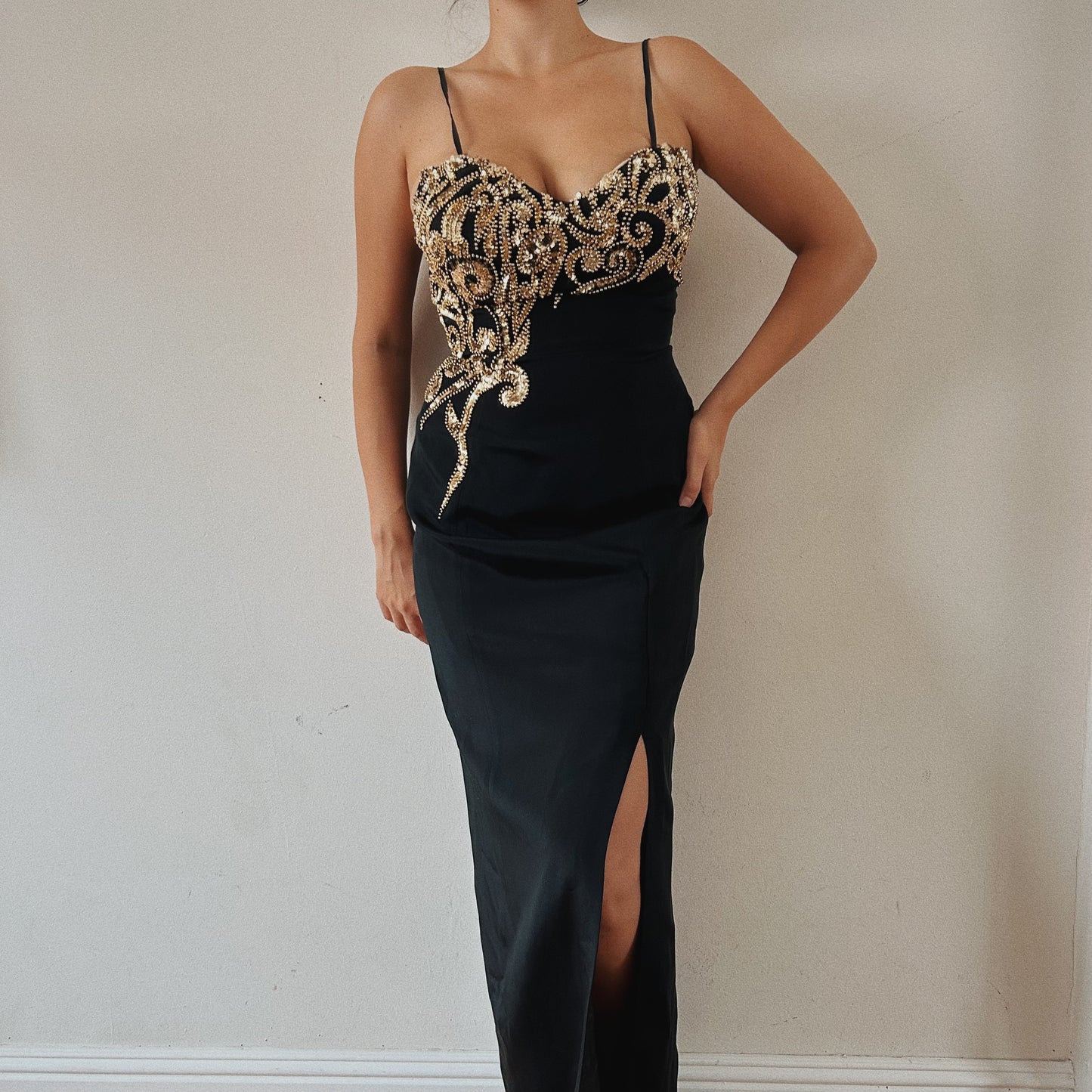 100% Silk Gown with Embellished Bustier