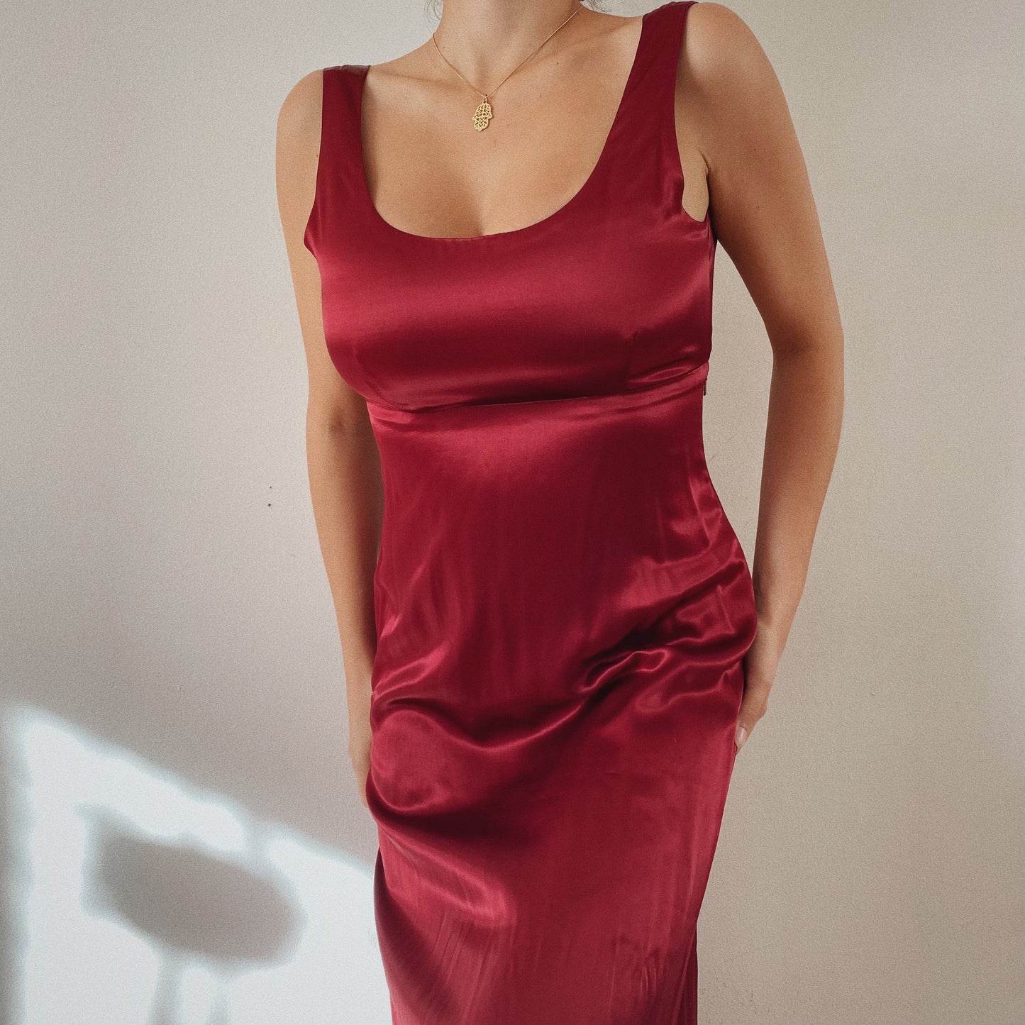 Burgundy Formal Dress Back Tie Detail