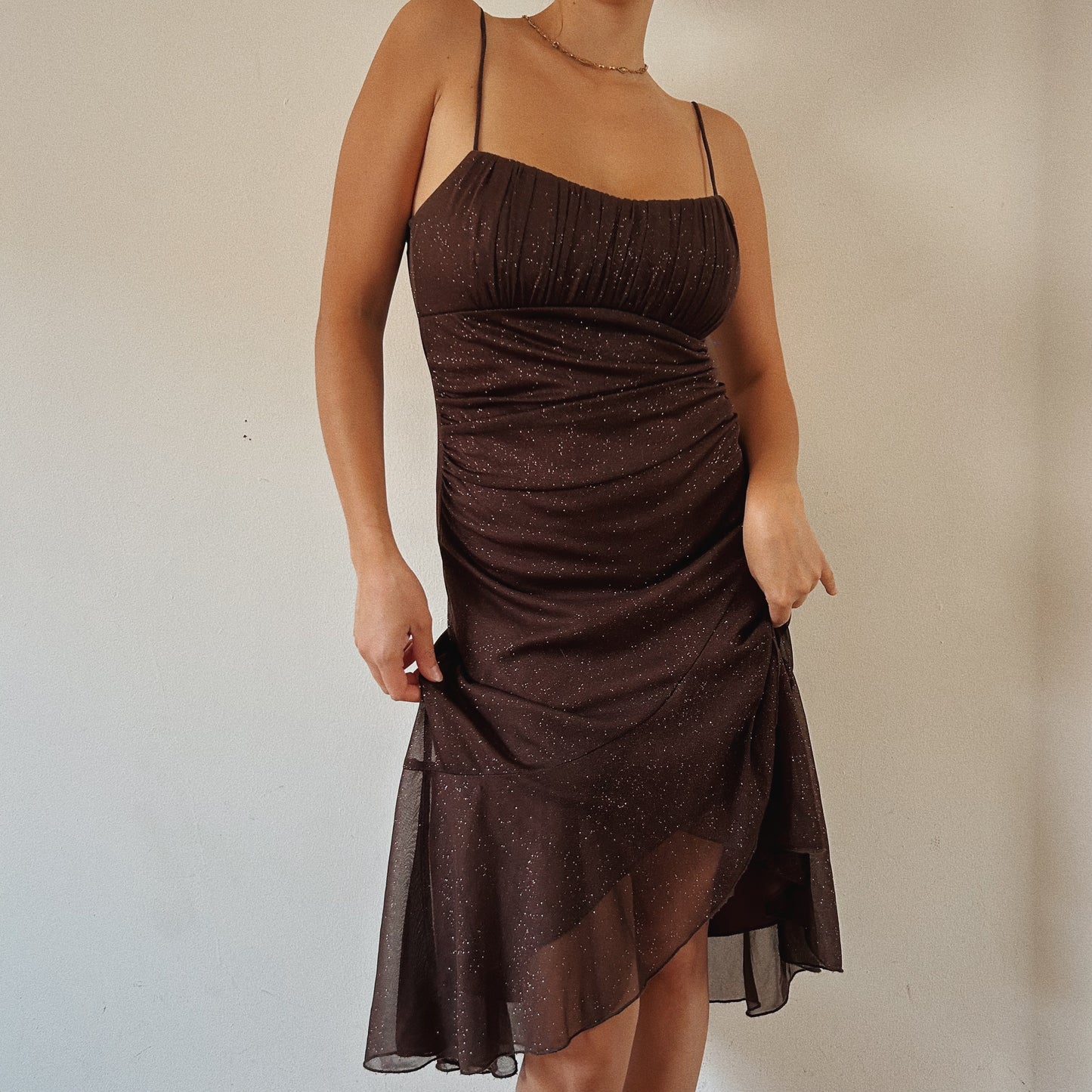 Vintage Brown Shimmery Layered Fairy Dress