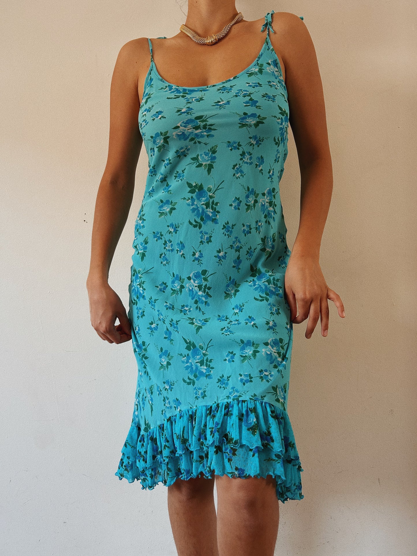 Teal Floral Summer Dress