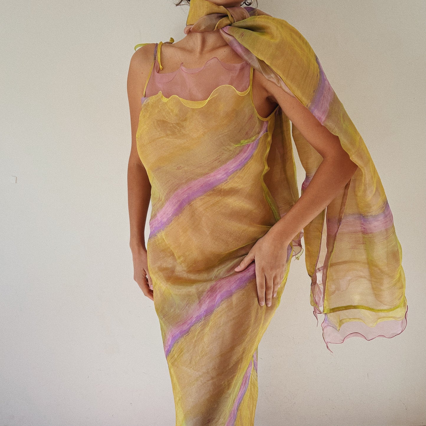 Chiffon Luxurious Gown With Shawl