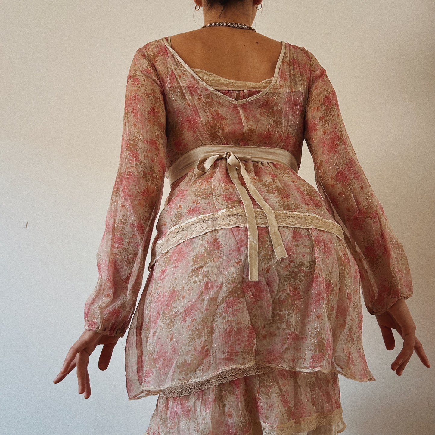 Dainty Silk Pink Lace Dress