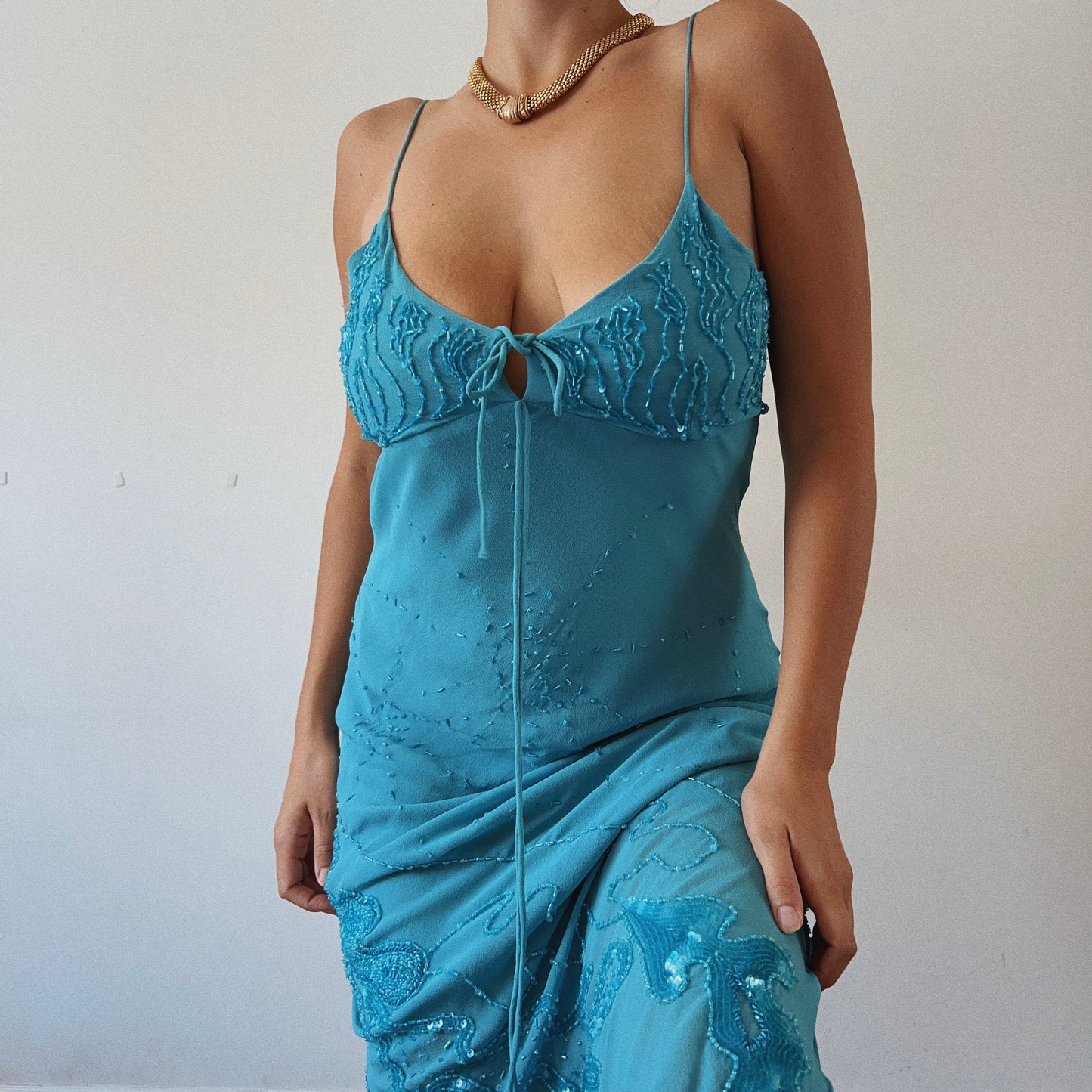 Mermaid Silk Beaded Maxi Dress