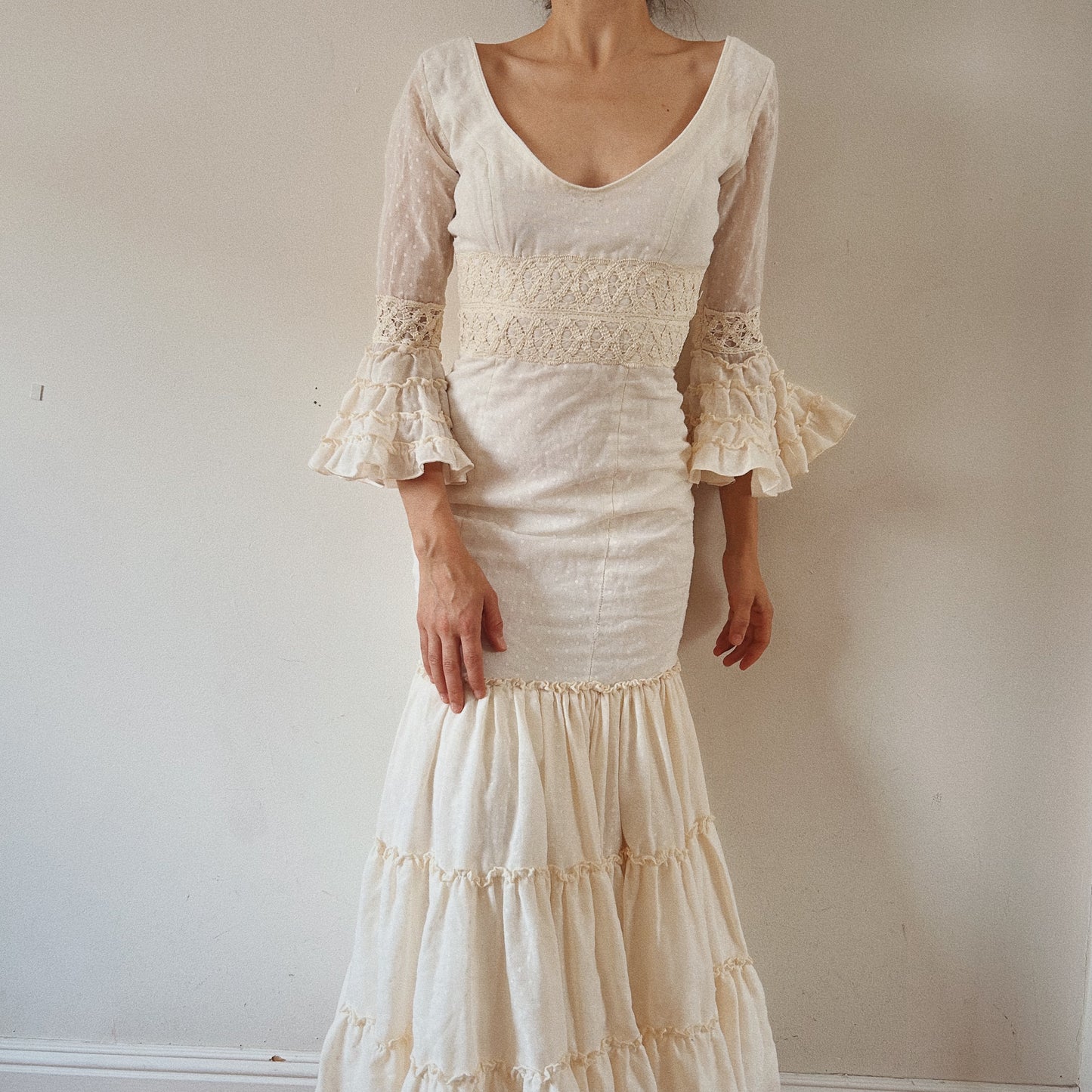 Ruffled Cream Bridal Gown
