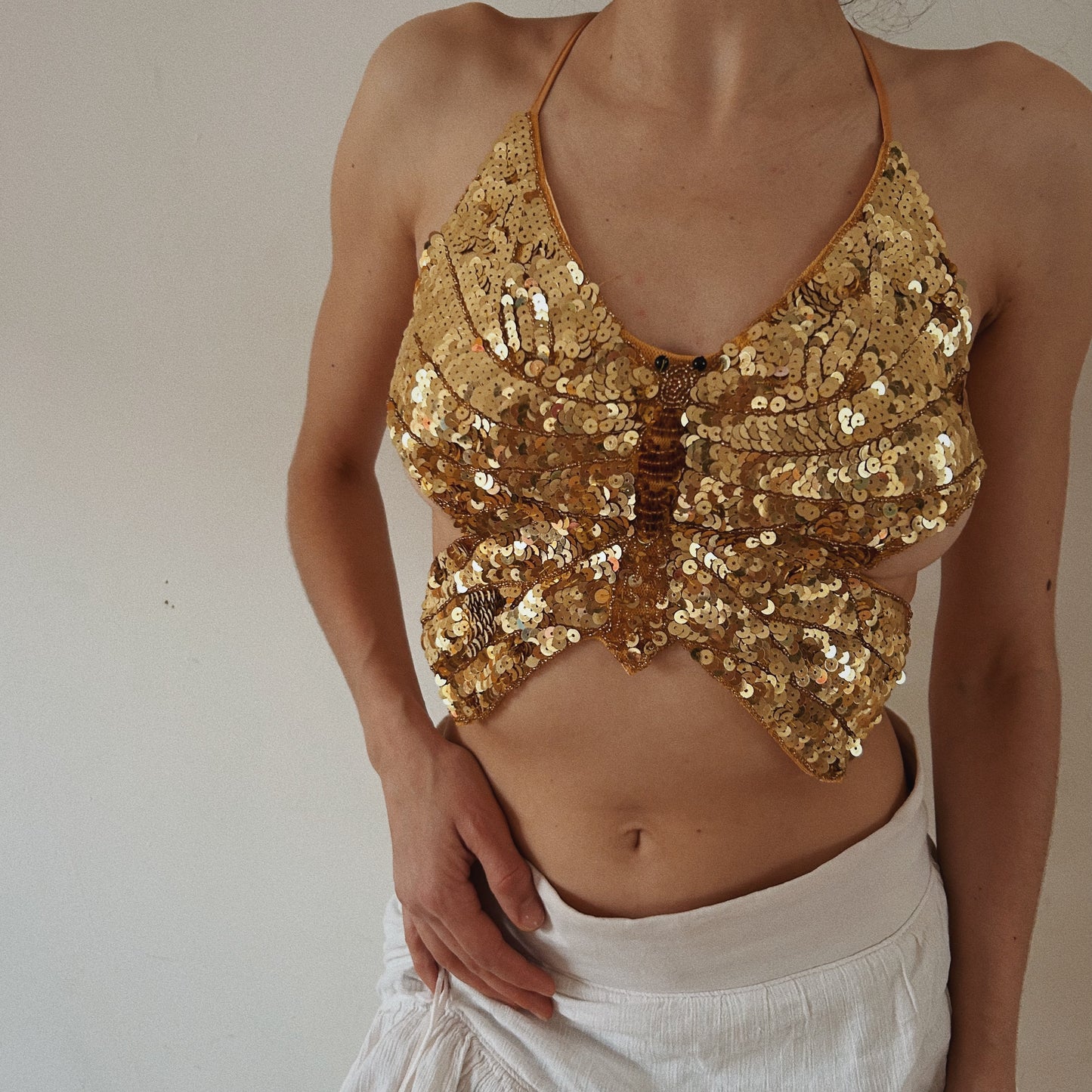 Golden Sequins Butterfly Top