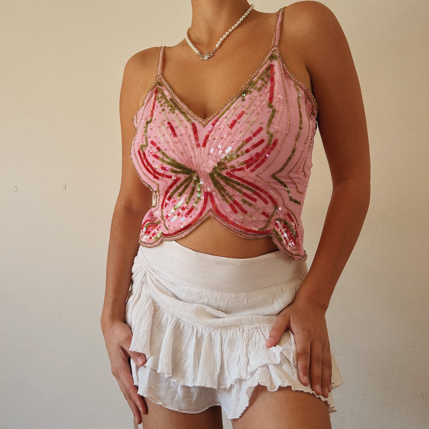 Pink Sequins Butterfly Top