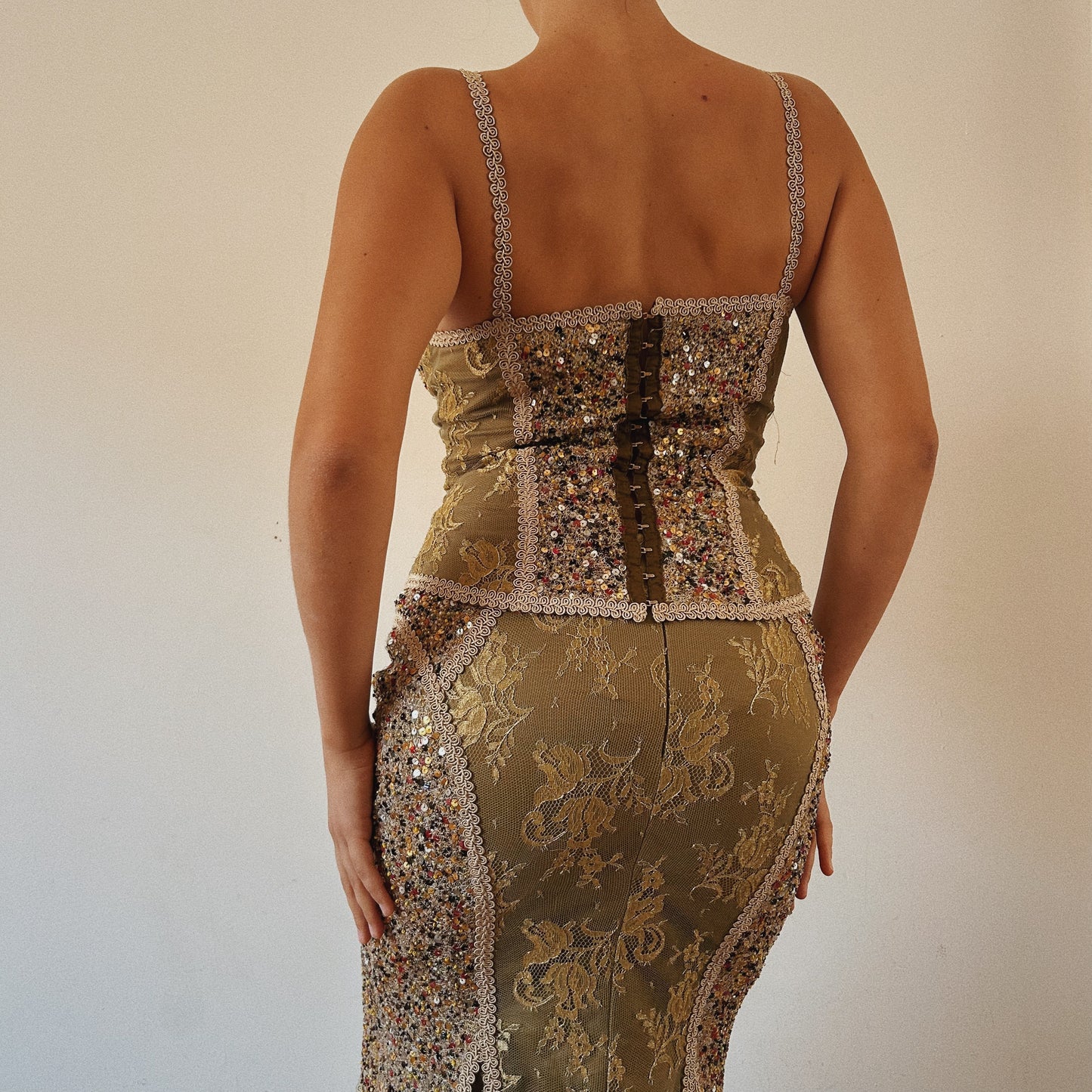 Italian Designer Embellished Corset and Skirt Set
