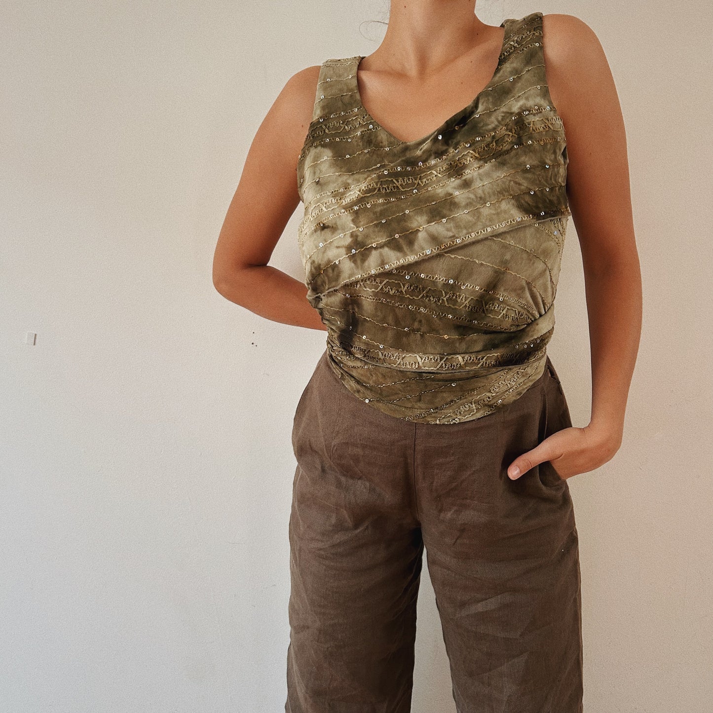 Tie Die Sequins Top