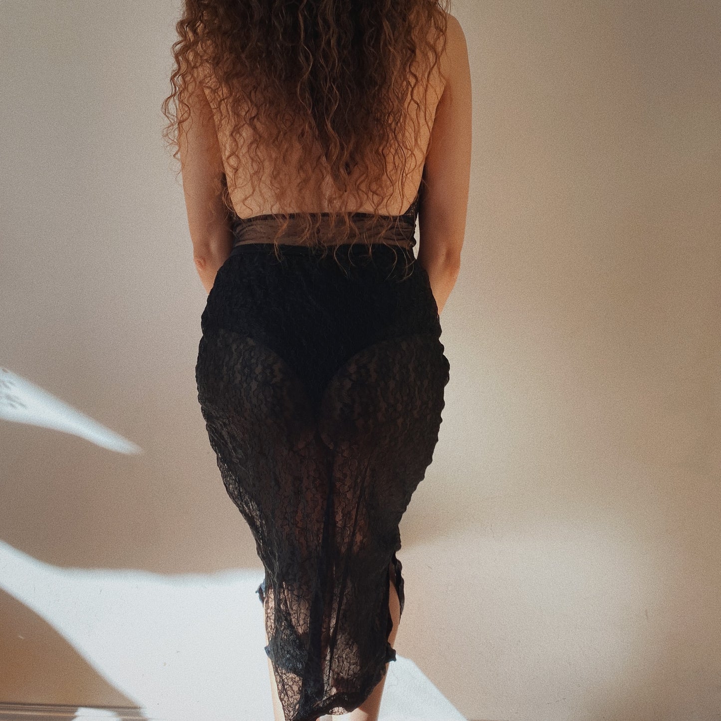 Vintage Semi Sheer Black Slip Skirt