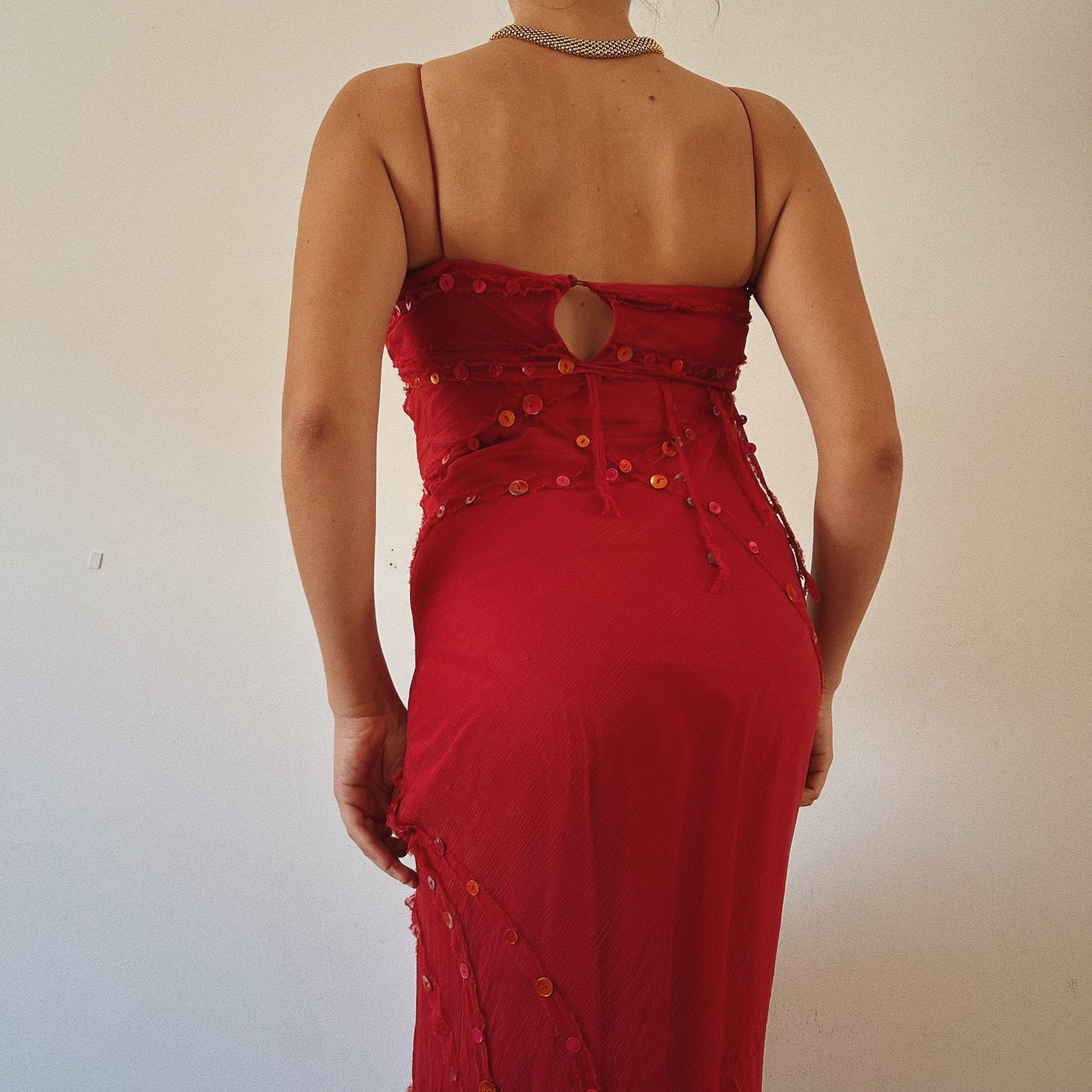 Silk Red Embellished Dress