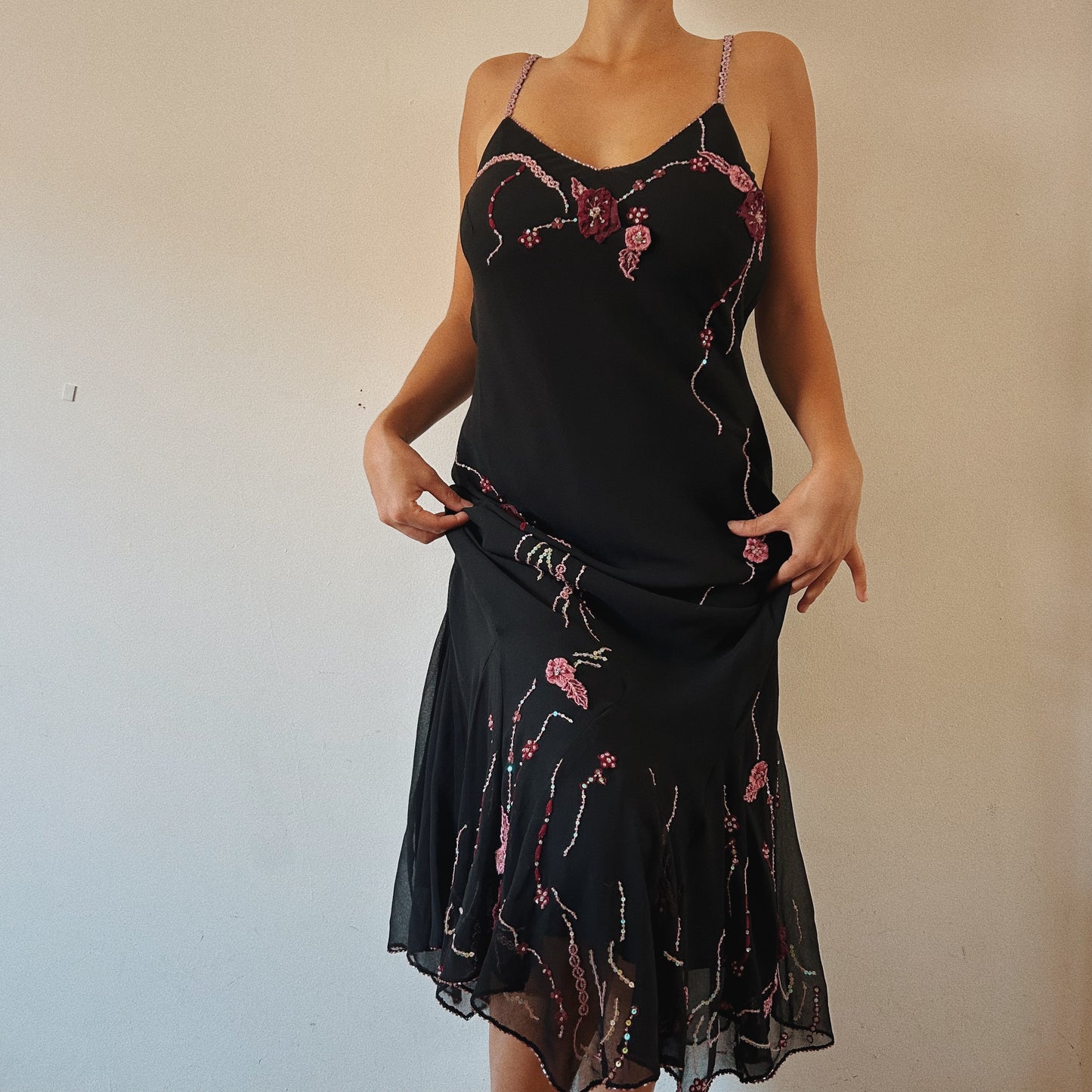Maxi Black Beaded Dress
