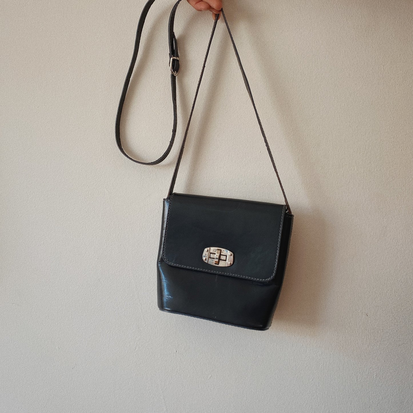 Grey Leather Square Mini Purse