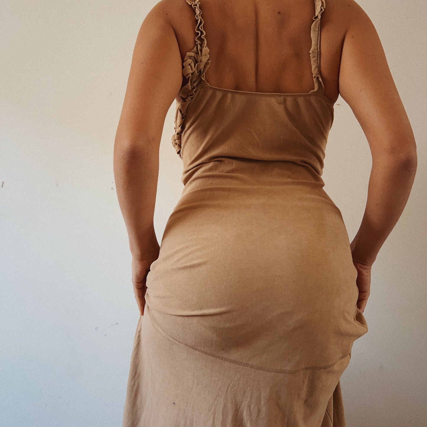 Desert Goddess Suede-like Asymmetrical Dress