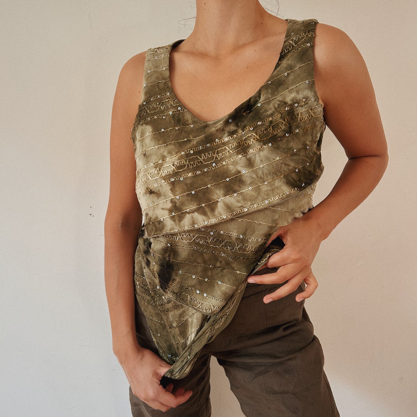 Tie Die Sequins Top