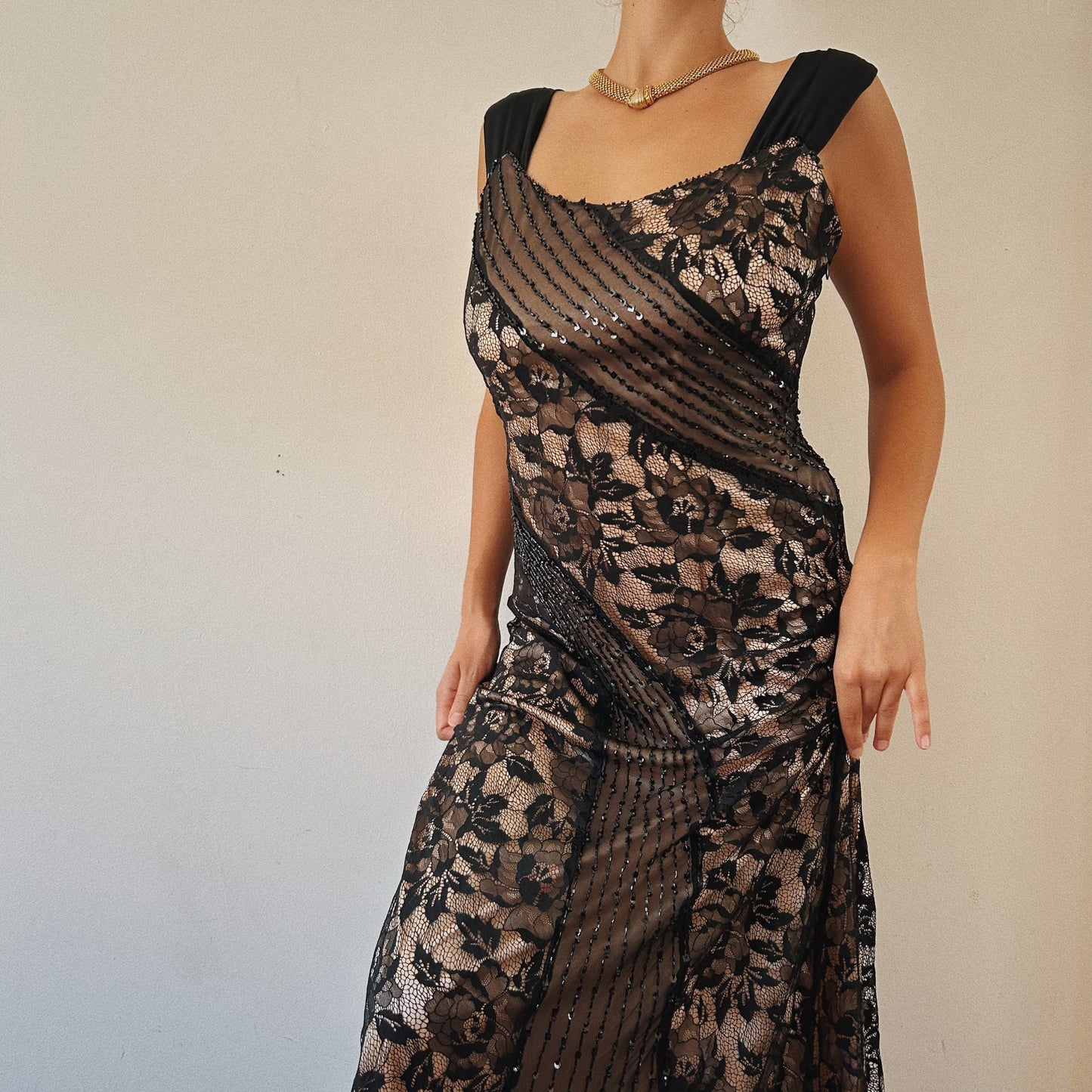 Black Beaded Maxi Gown