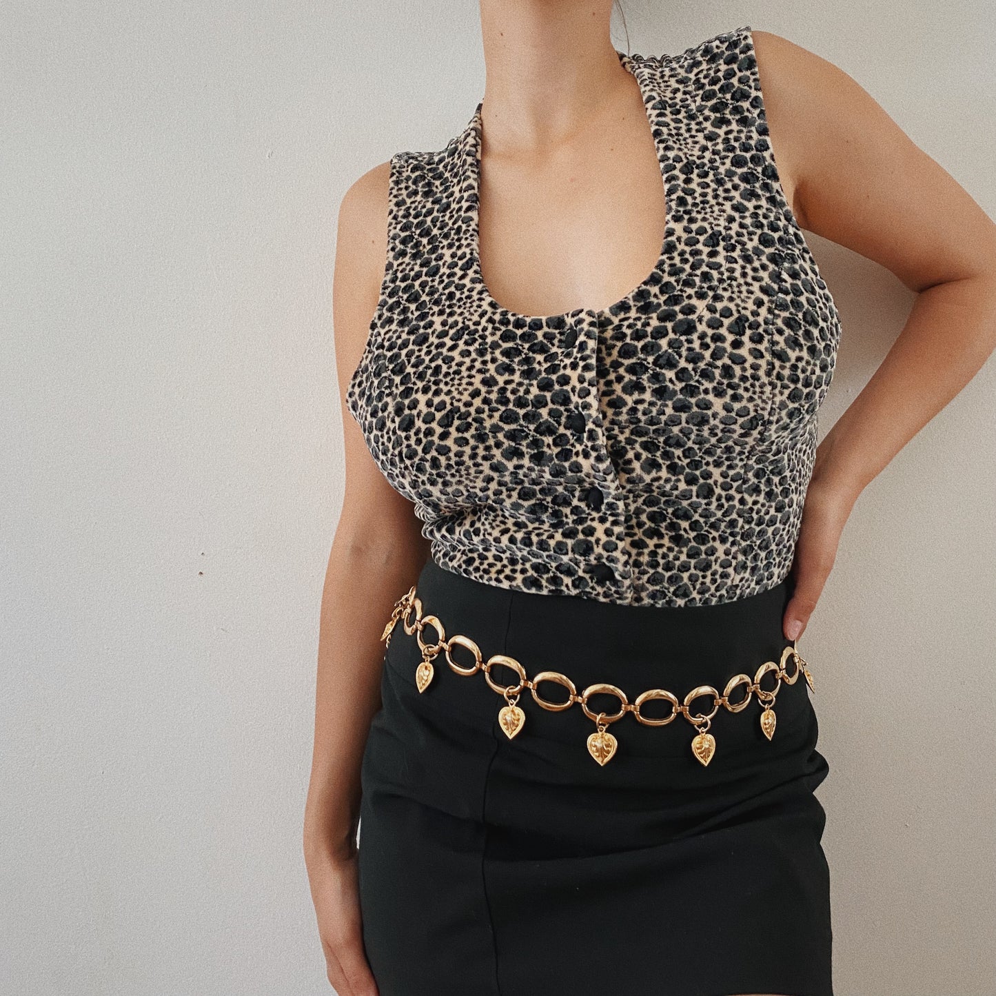 Animal print Button Up Vest