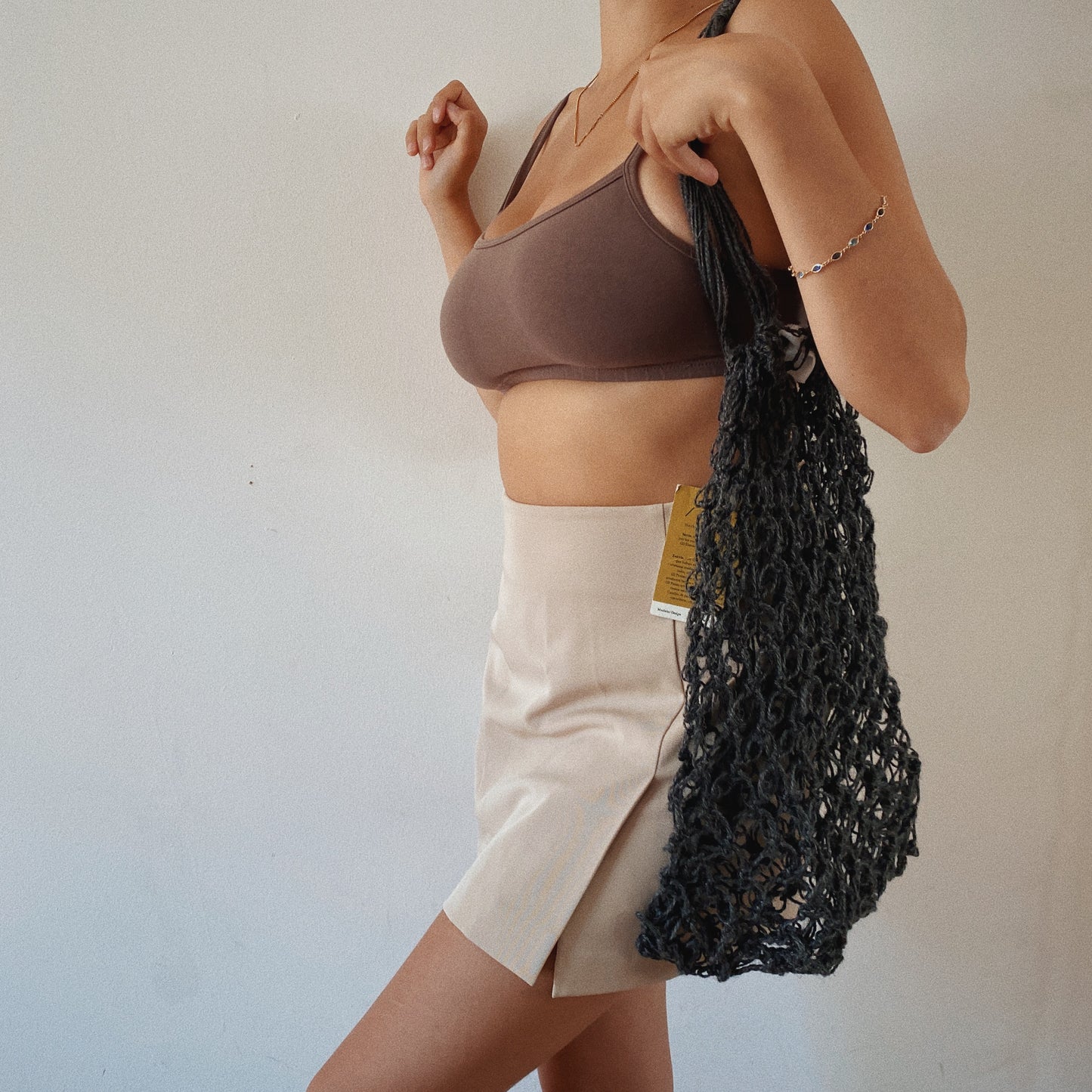 Natural Fiber Gray Handmade Tote