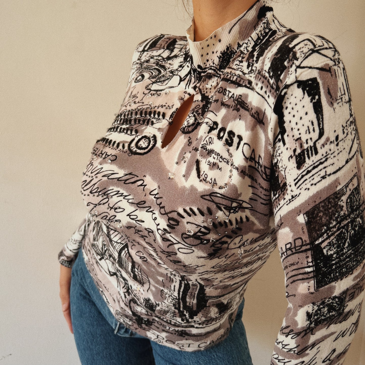 Postcard print long sleeve