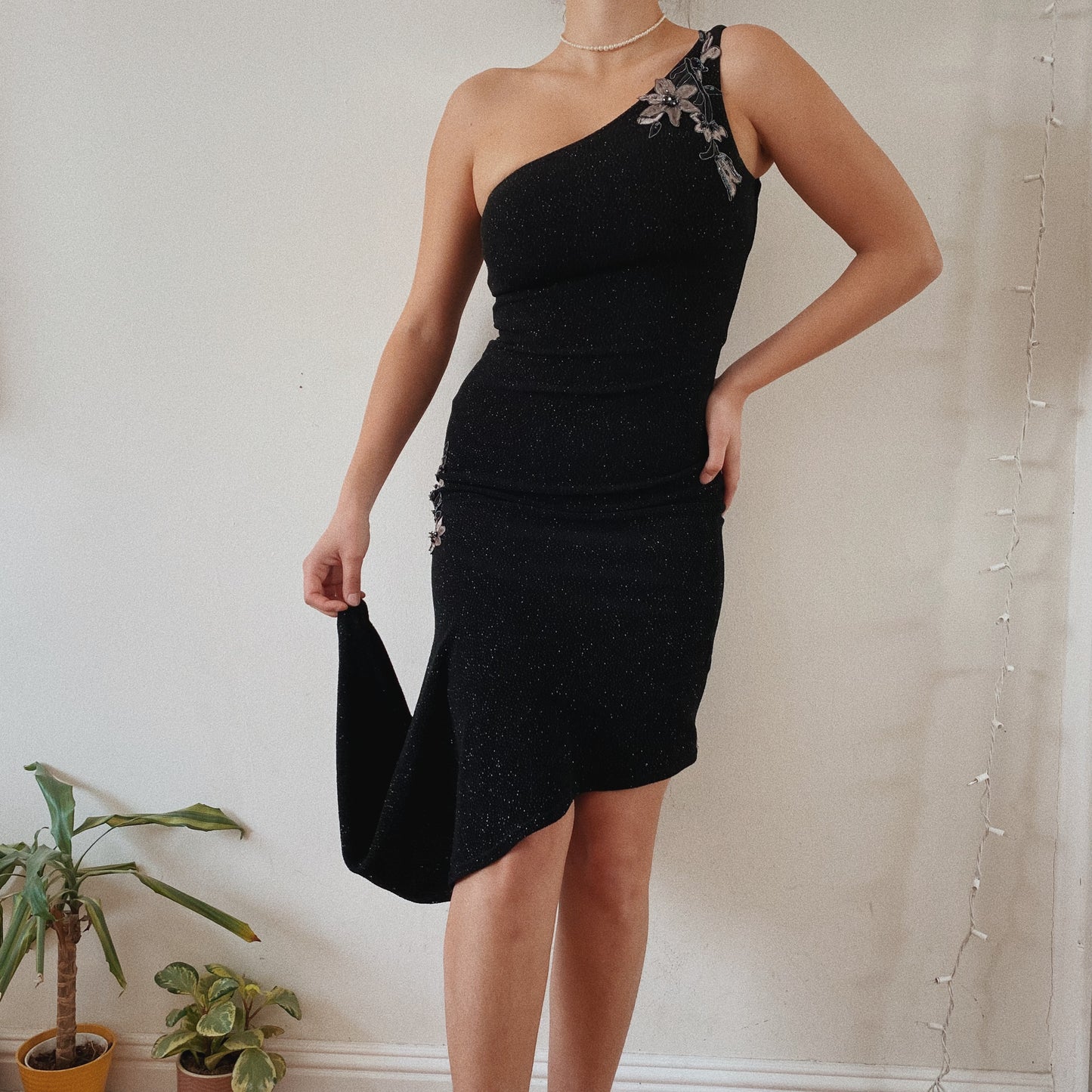 Sparkling Evening One Shoulder Asymetrical Dress