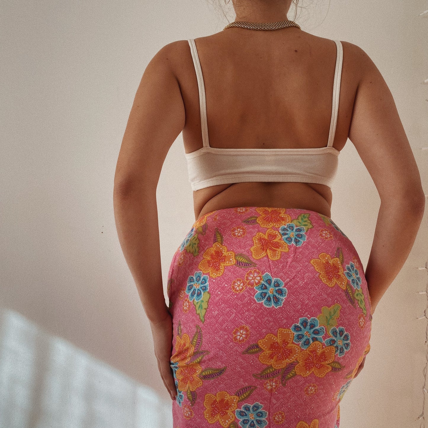90s vintage Floral Midi Skirt