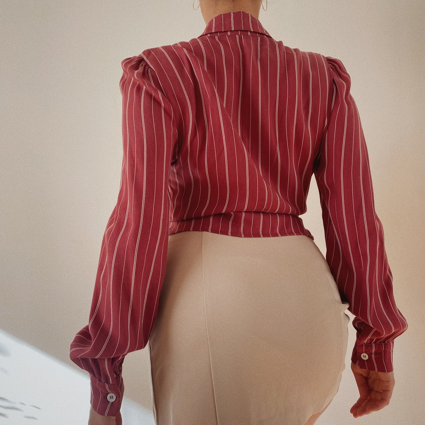 Reformation Striped Burgundy Blouse