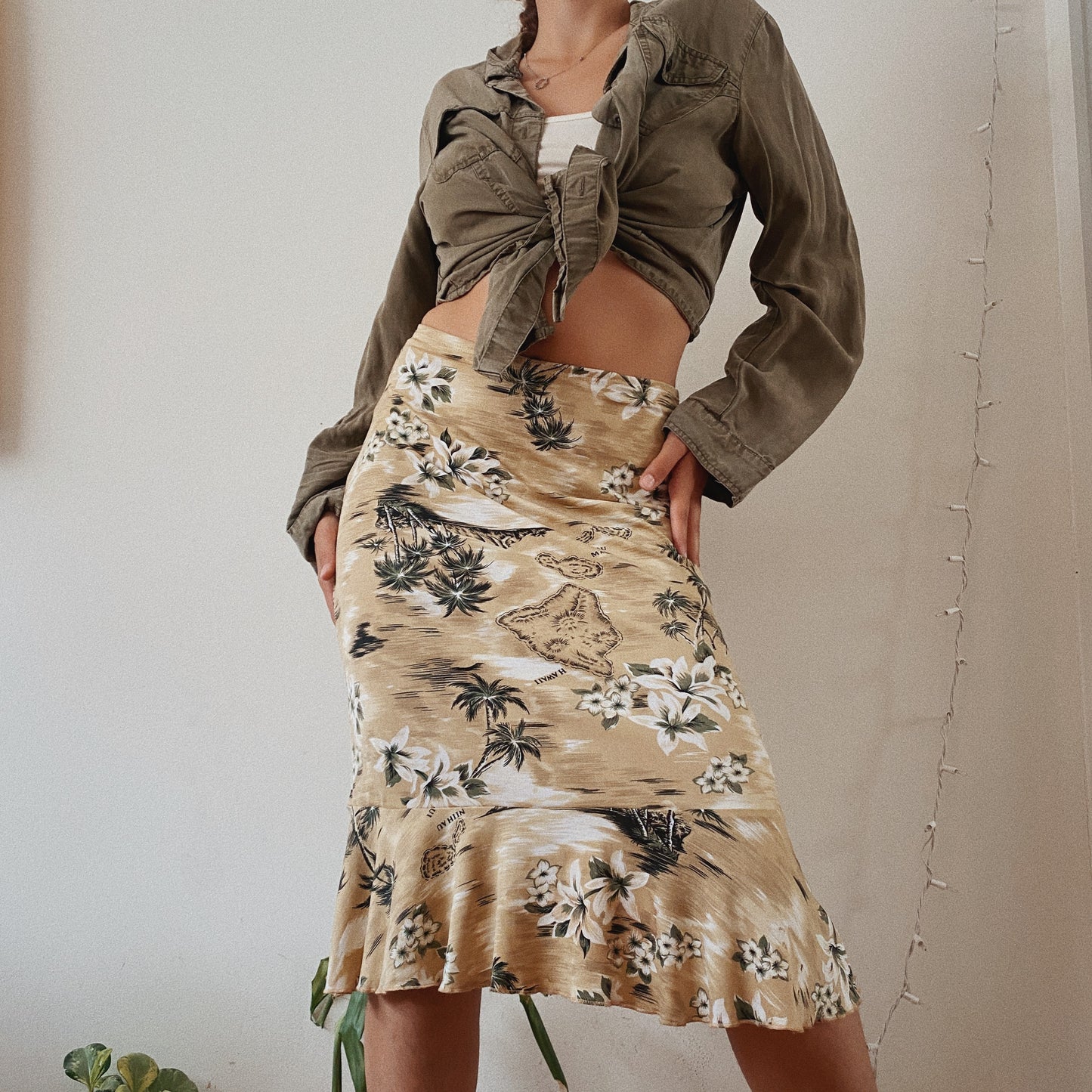 Hawaii Midi Flowy Vintage Skirt