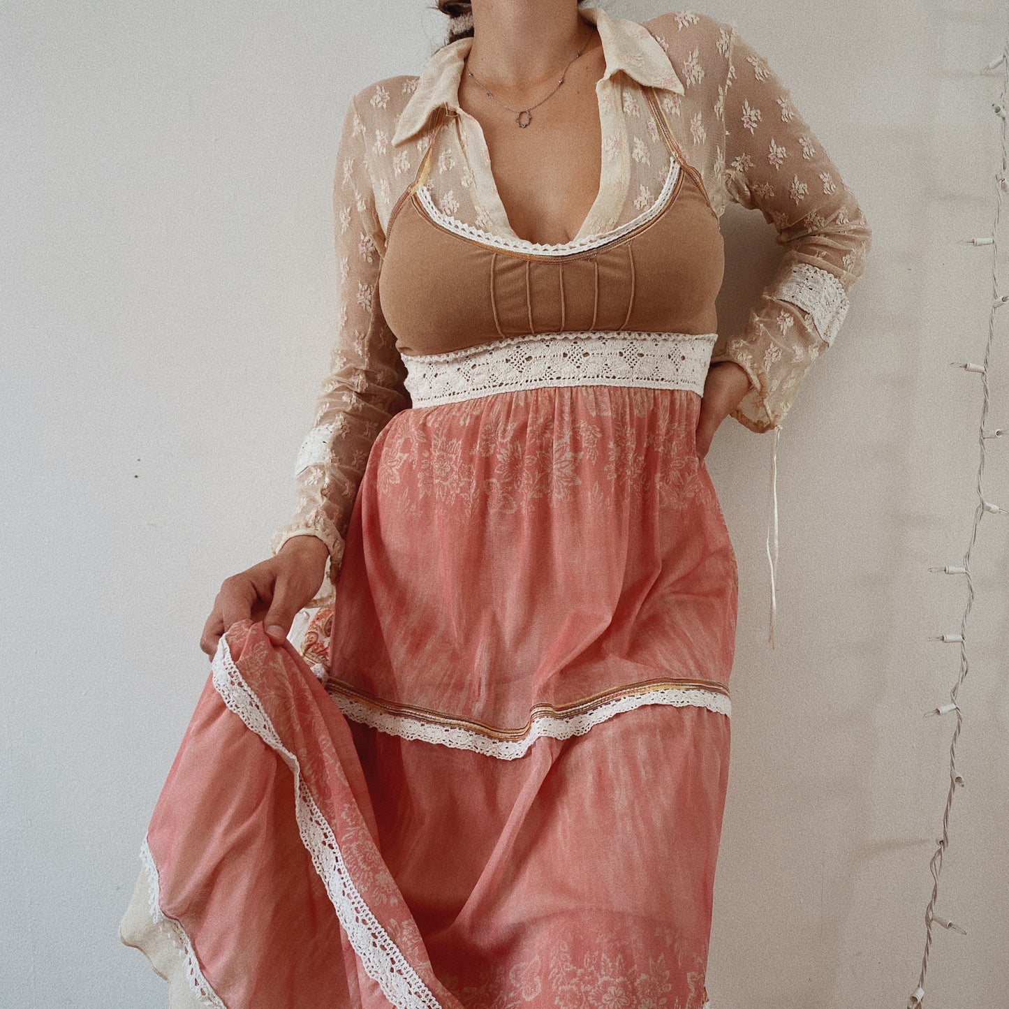 Romantic Prairie Lace Rose Dress