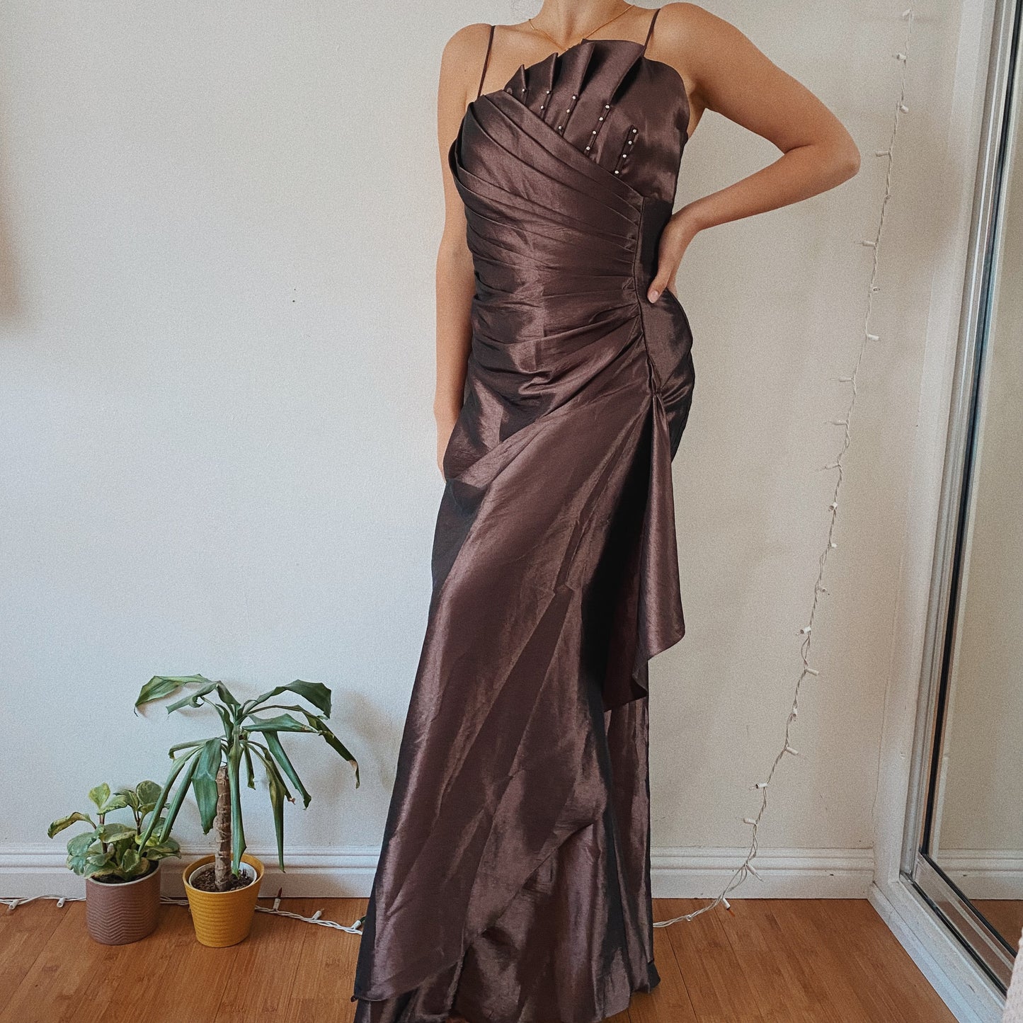 Chocolate Ruched Vintage Gown
