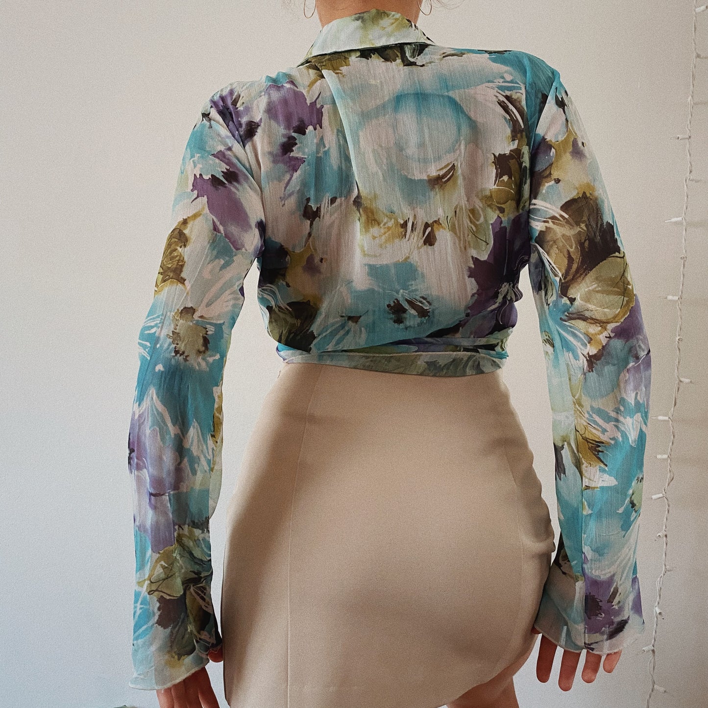 Summer Floral Vintage Mesh Blouse