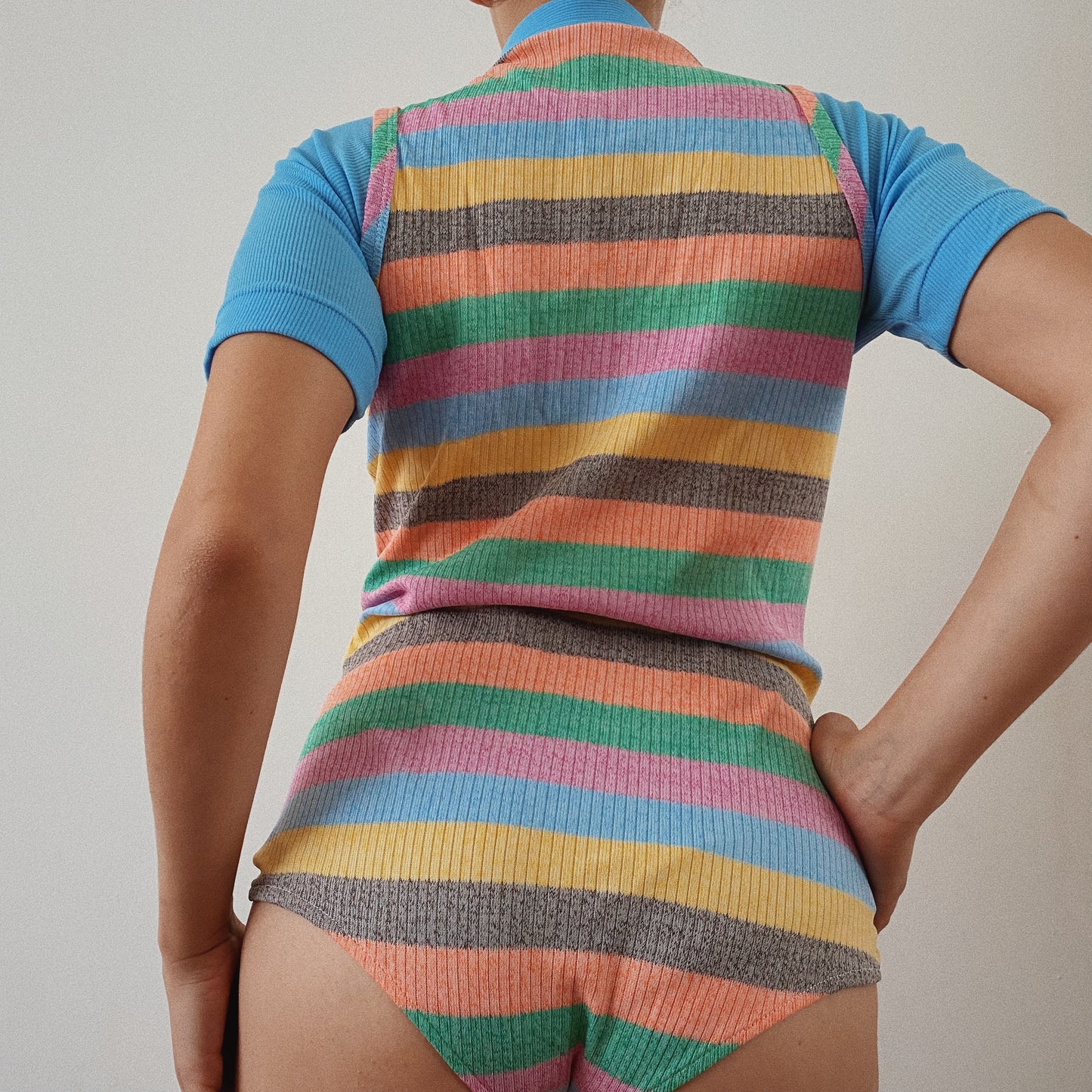 80s vintage Striped Bodysuit Blouse