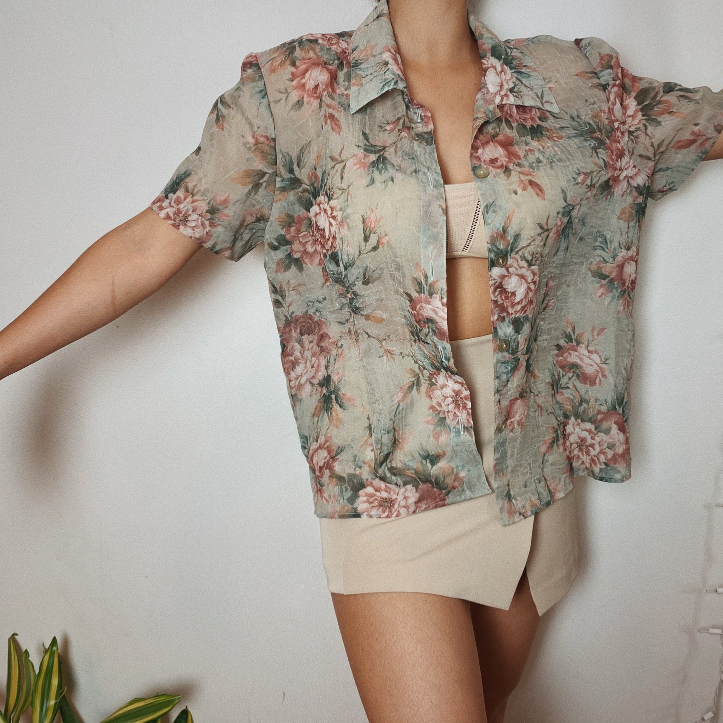 Vintage Floral Sheer Blouse