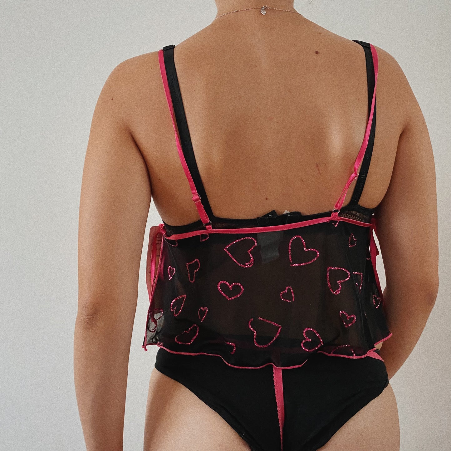 Sheer Black and Pink Lingerie Set