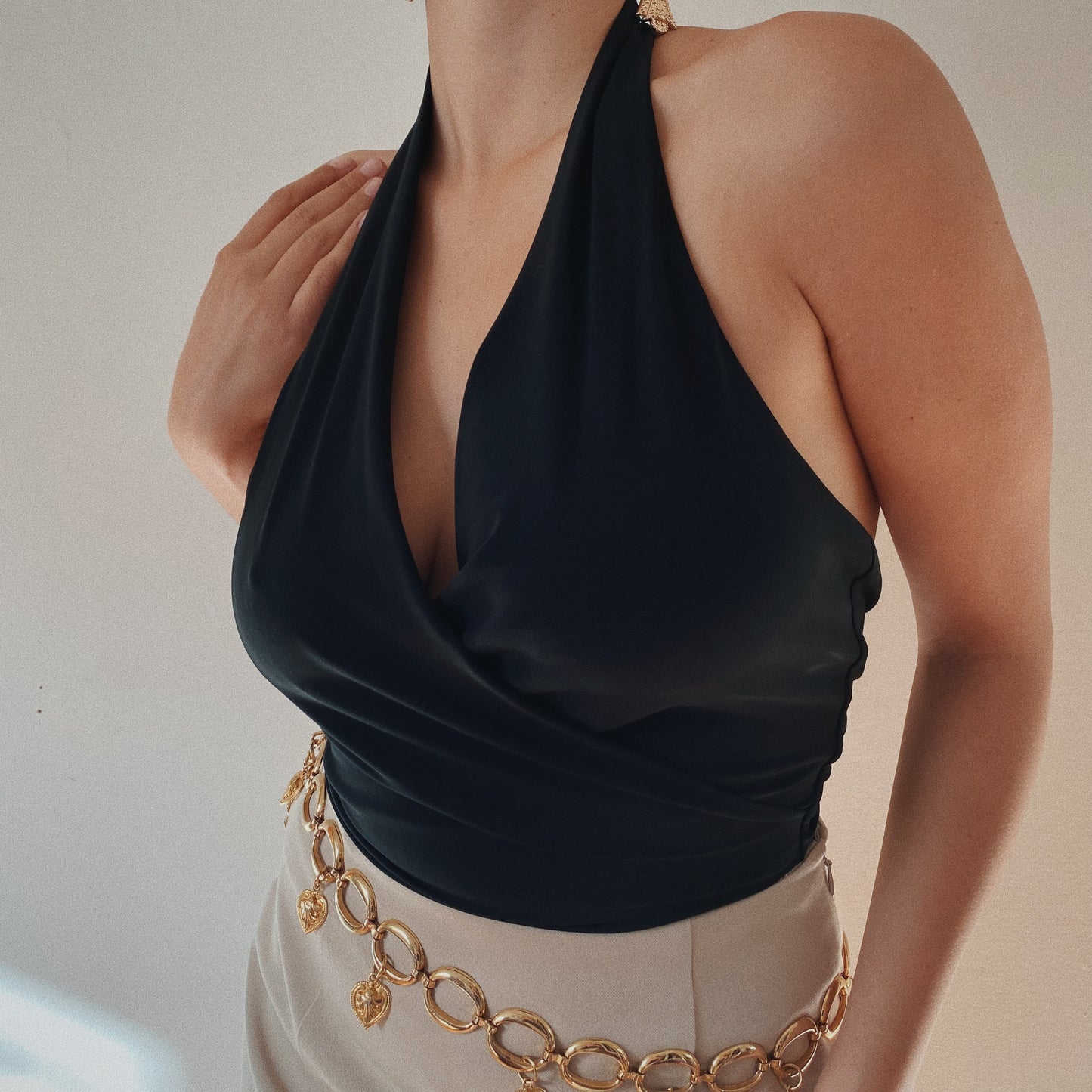 90s Vintage Black Halter Top