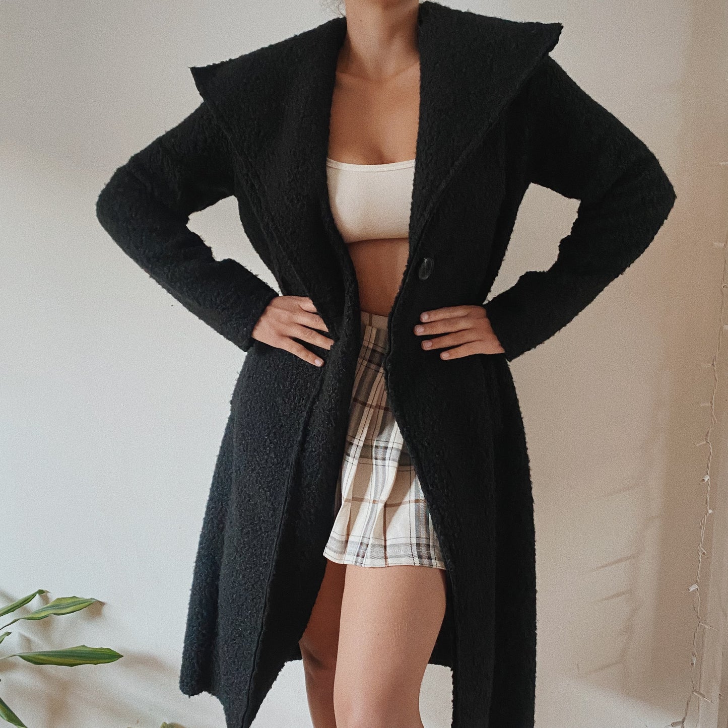 One Button Cozy Vintage Teddy Jacket